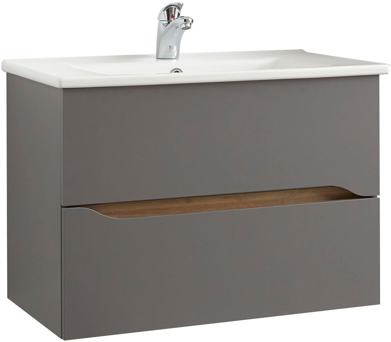 Saphir Badmöbel-Set »Quickset 3-teilig, Keramik-Waschtisch und LED-Spiegelschrank« 5 Stk. tlg.