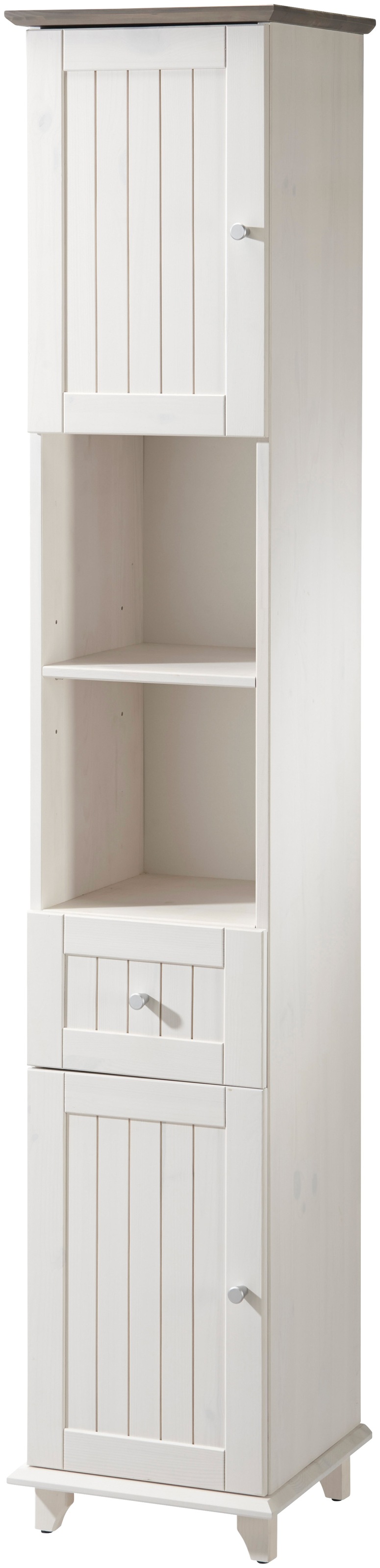 welltime Hochschrank »Venezia Landhaus«, Breite 33 cm, aus hochwertigem Echtholz