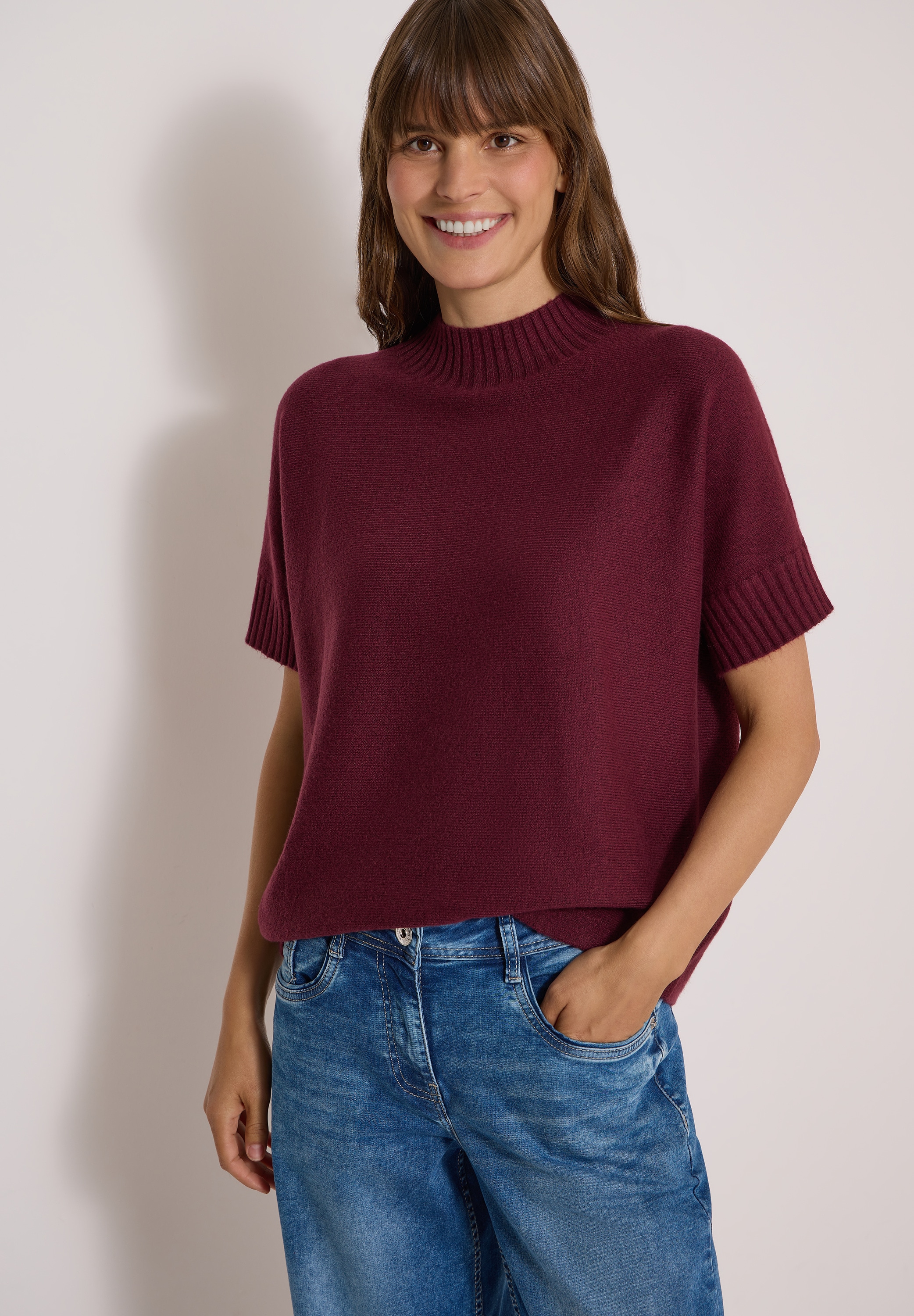 Cecil Strickpullover Kurzarm Dolman Pullover mit Turtle Neck / Sommer-Pullover