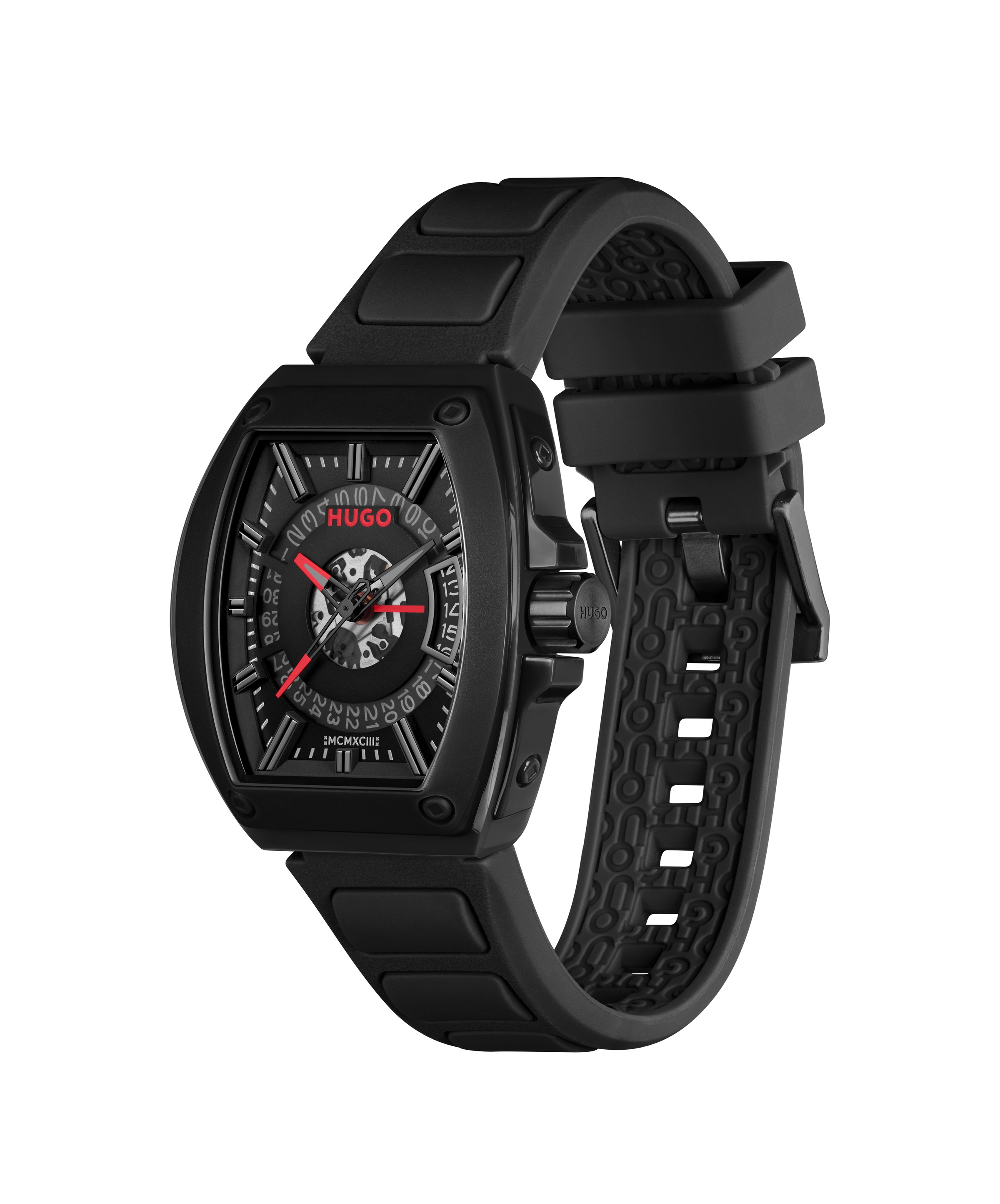 HUGO Quarzuhr »#HUGO ID« Armbanduhr, Damenuhr, Herrenuhr, Silikonarmband, analog, Tag