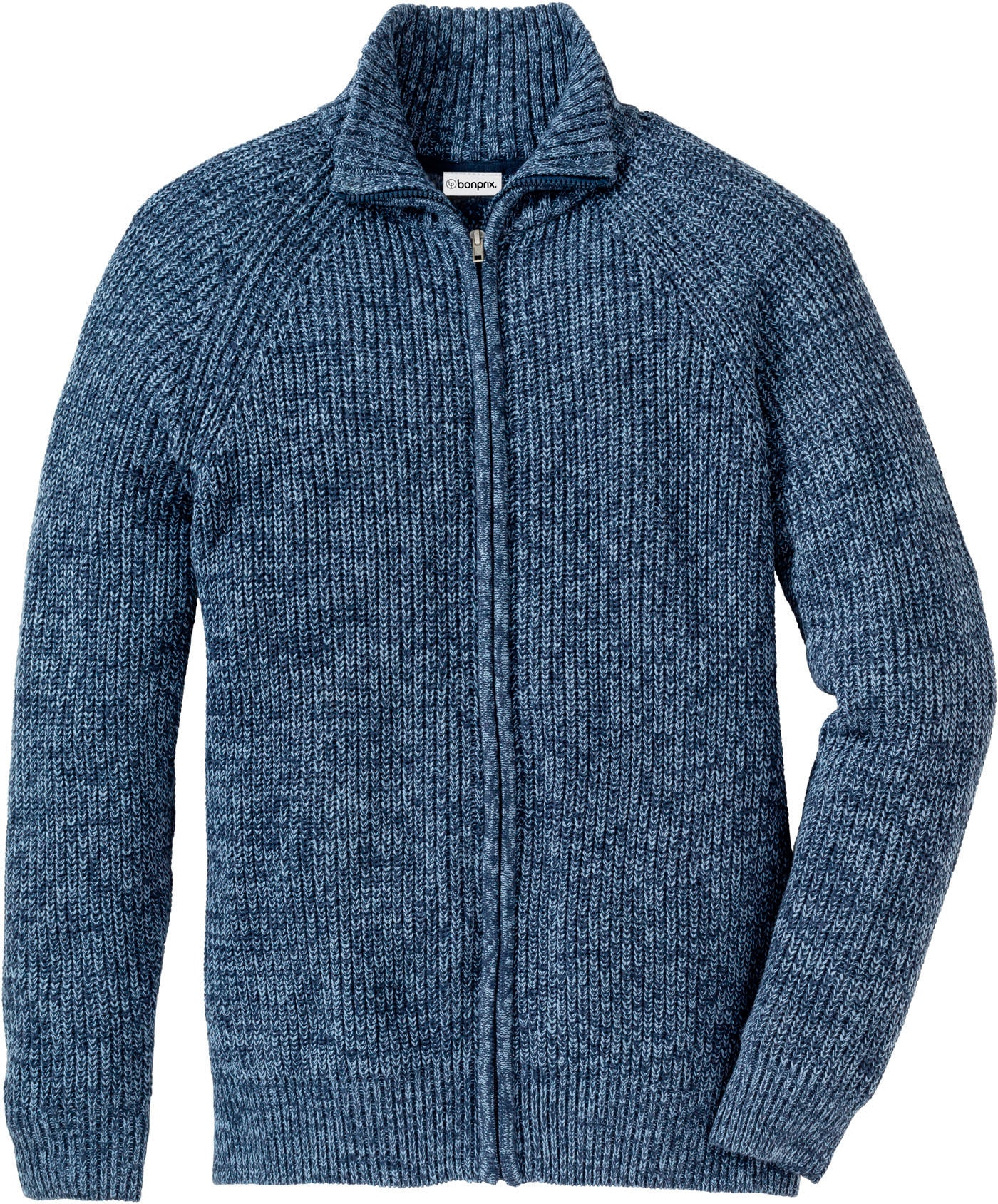 bonprix Strickjacke mit Stehkragen, Regular Fit, meliertes Garn