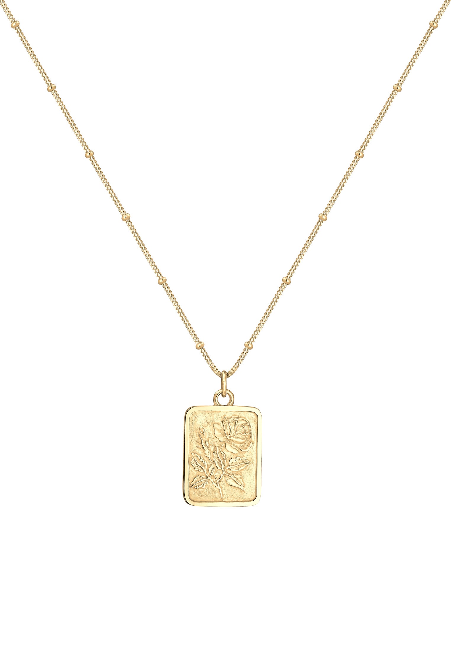 Elli Kette mit Anhänger »Halskette Vintag Rose Matt 925 Sterling Silber vergoldet«