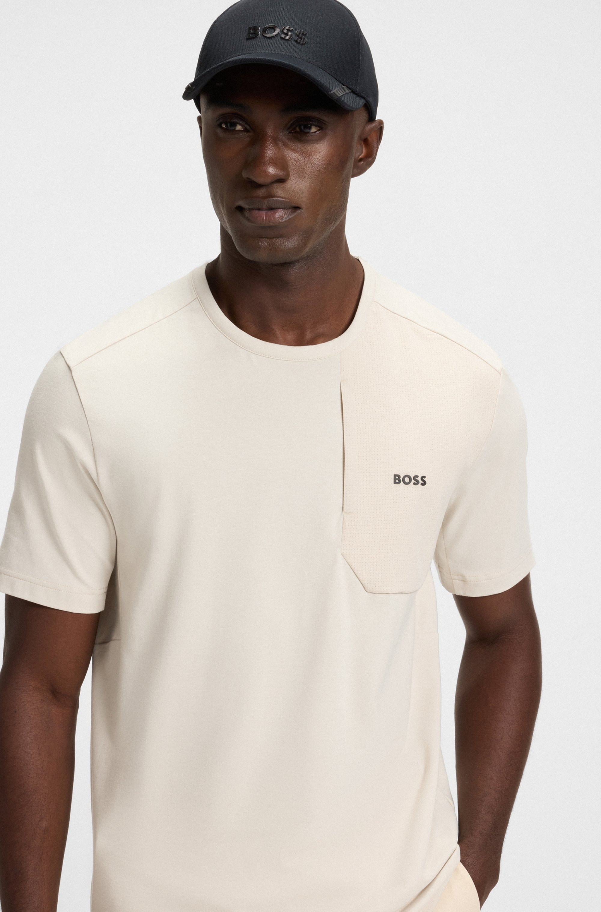 BOSS GREEN T-Shirt »Tee PKT Glamping«, mit Materialmix