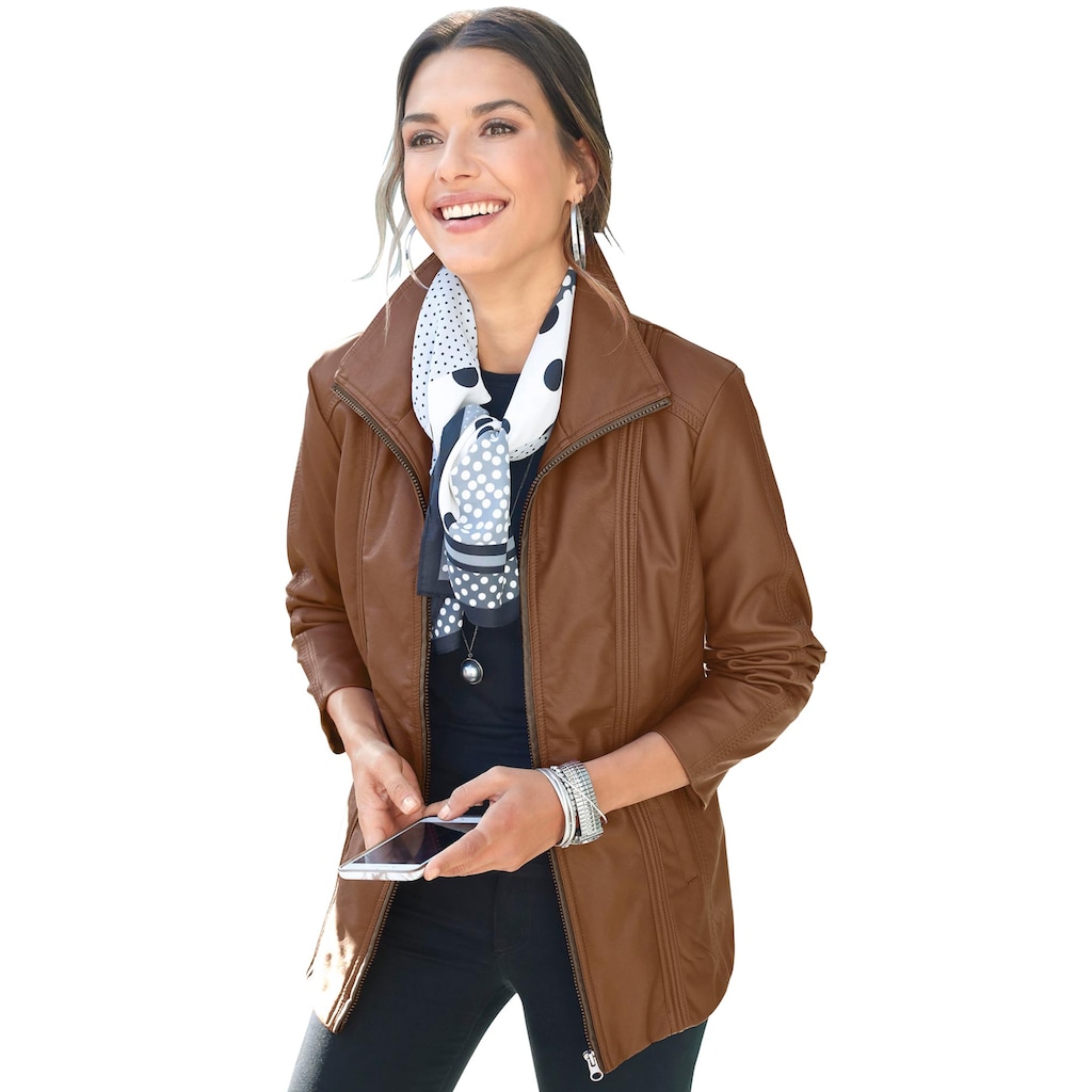 Classic Basics Lederimitatjacke, ohne Kapuze