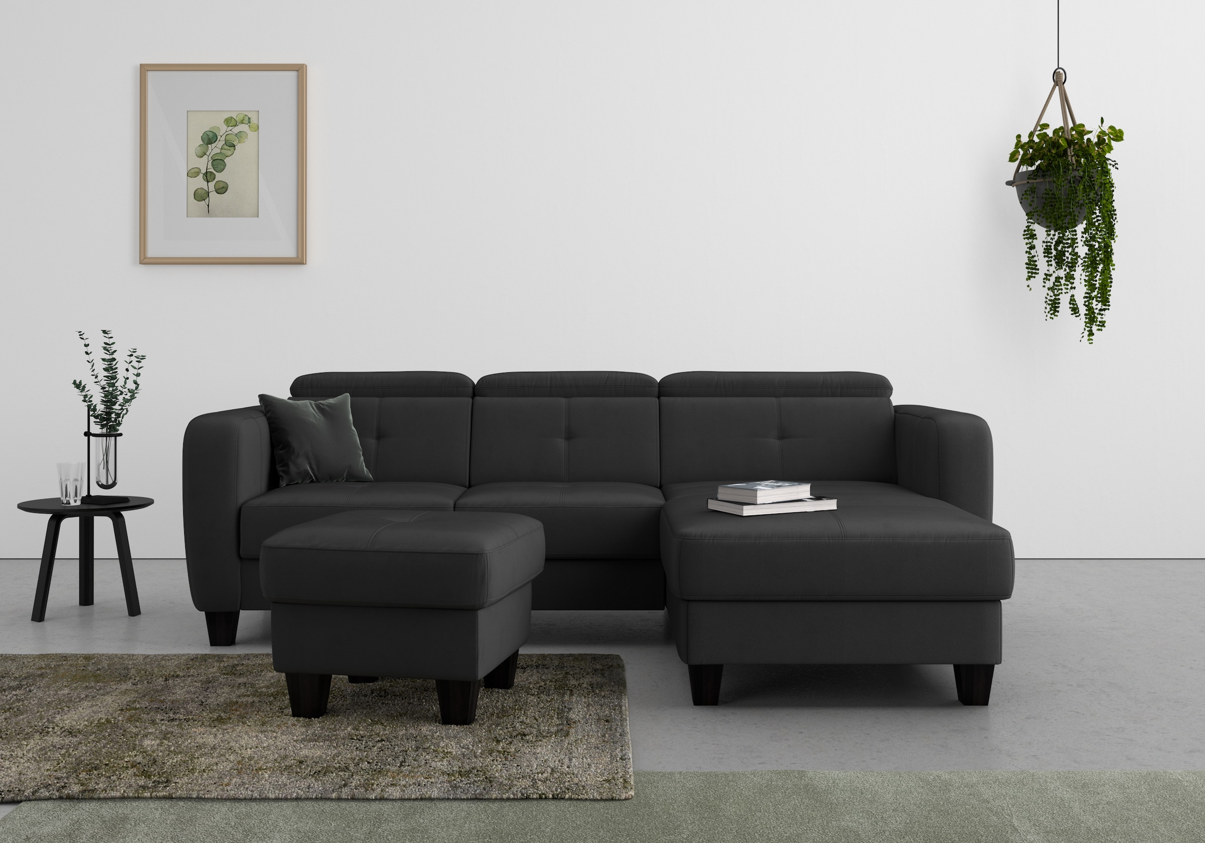 sit&more Ecksofa »Belluci L-Form« inklusive Federkern, wahlweise mit Bettfunktion und Bettkasten