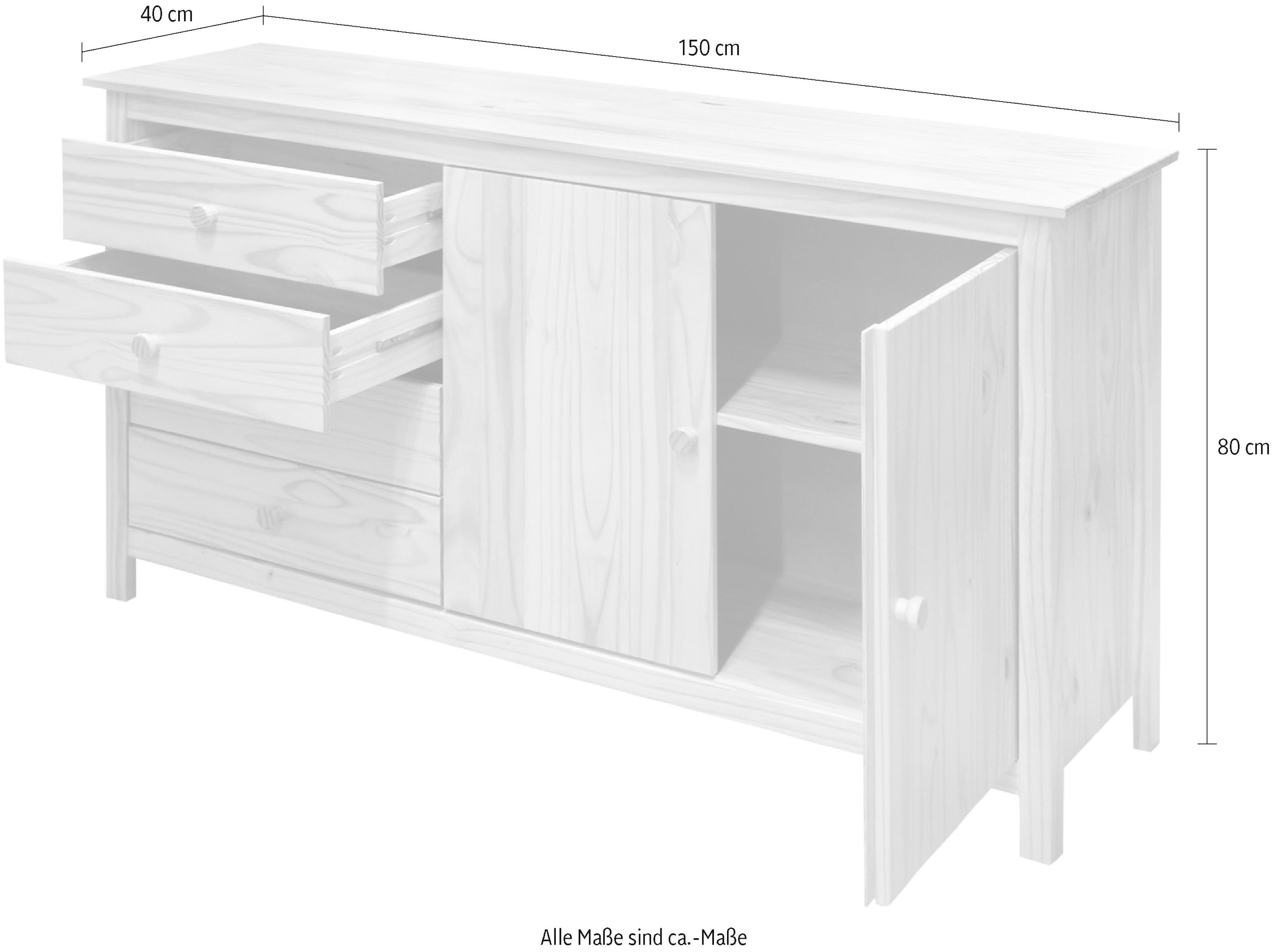 Möbilia Sideboard »Chur« Kommode aus Massivholz Kiefer