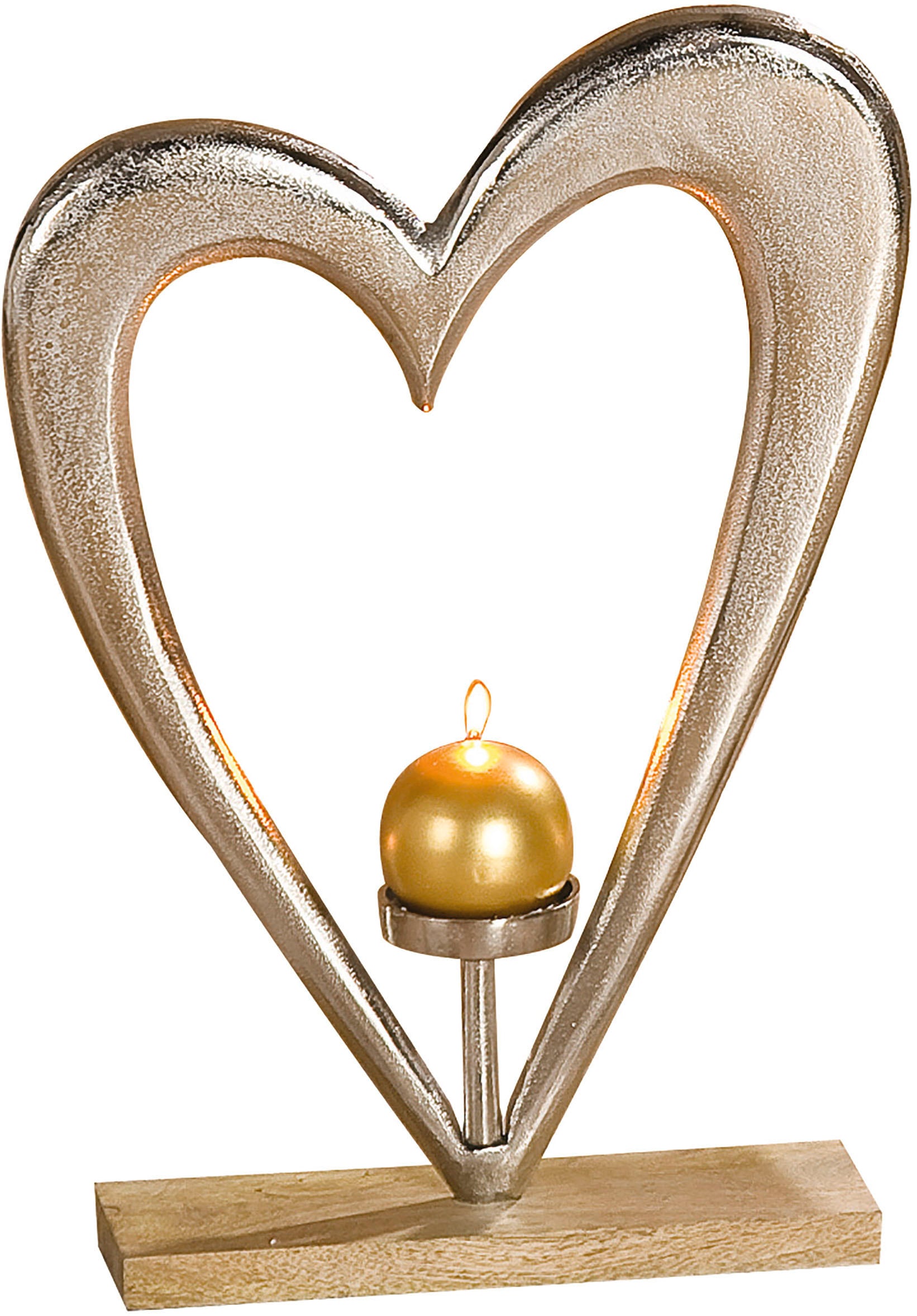 GILDE Dekoobjekt »Kerzenleuchter Großes Herz, silber«, St.), silberfarben, Aluminium (1 bei OTTO