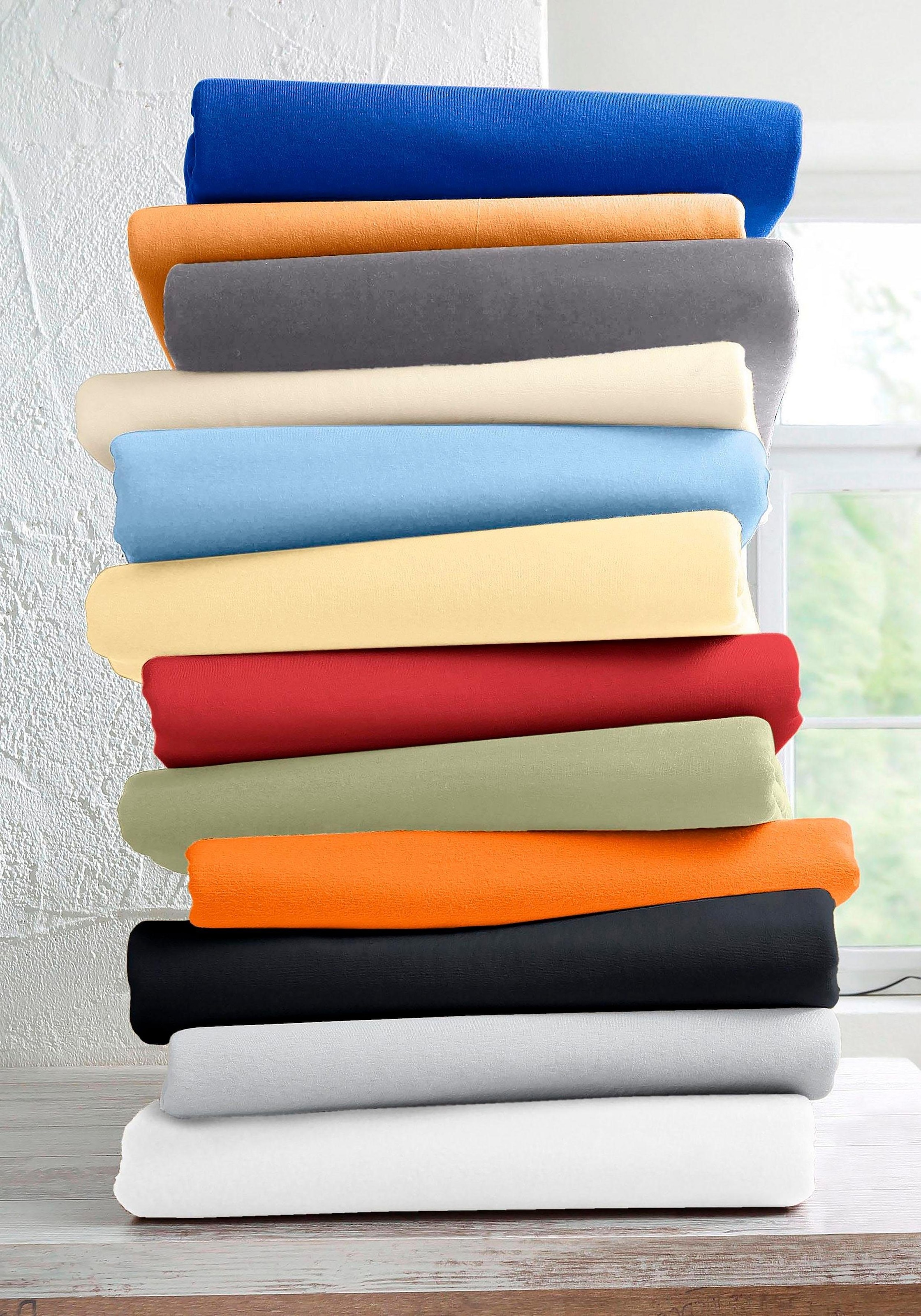 Schlafgut Spannbettlaken »Mako-Jersey aus 100% Baumwolle, Bettlaken«, für Matratzen bis 20 cm Höhe, in 90x200, 140x200 oder 180x200 cm