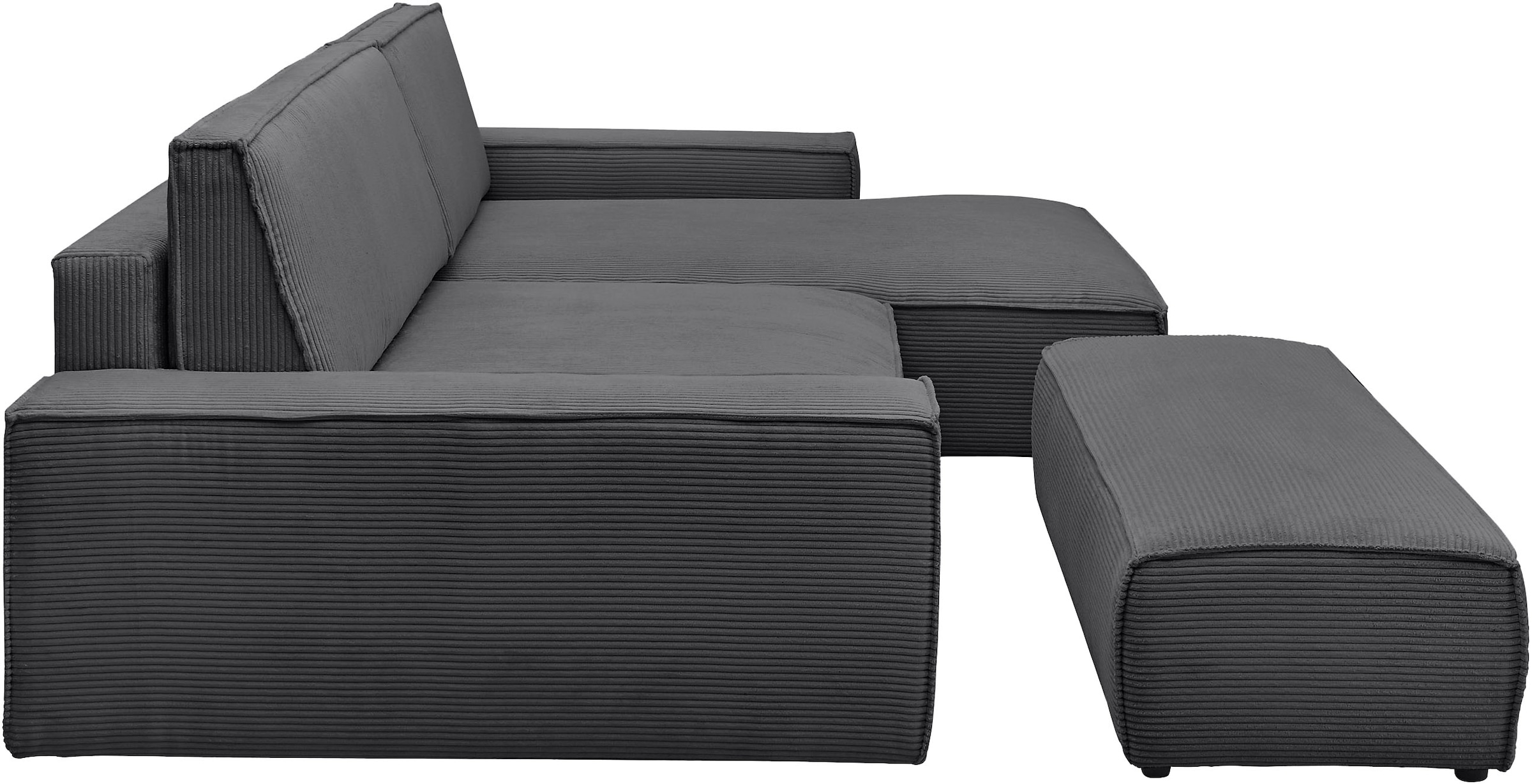 Home affaire Polsterecke »NEU: SHERWOOD XXL tief, L-Form mit Schlaffunktion, Big-Sofa mit Hocker« stellbar zum Schlafsofa (Krokodilverbinder), Cord, Leinenoptik,