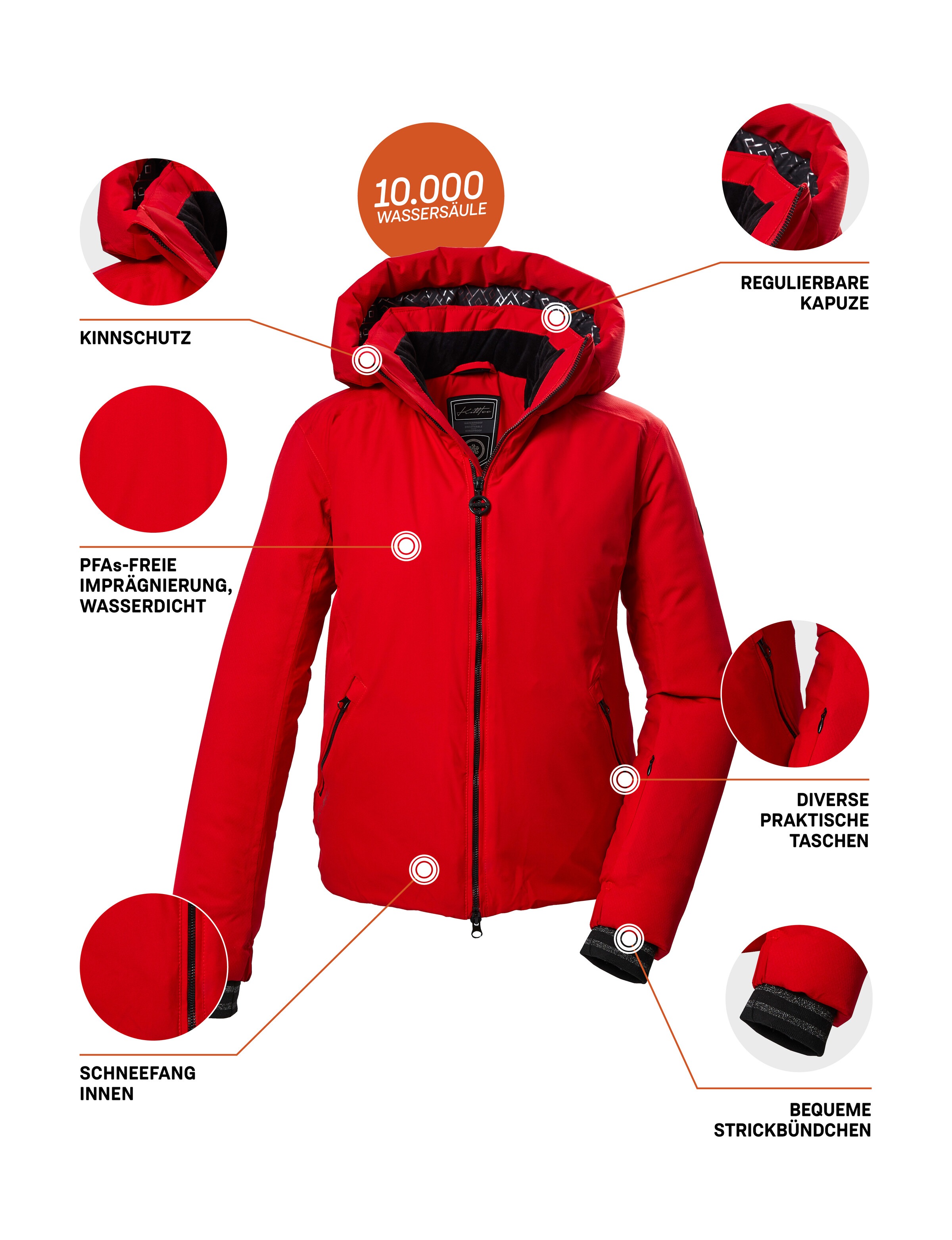 Killtec Skijacke »KSW 103 WMN SKI JCKT«, Wasserdichte Damenjacke mit abnehmbarer Kapuze und Schneefang