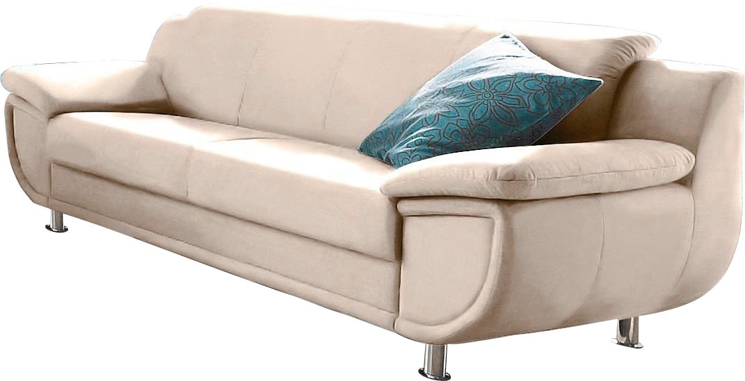 TRENDMANUFAKTUR 3-Sitzer »Rondo, Breite 207 cm, breite Armlehnen, Füße chromfarben«, Big-Sofa wahlweise mit Federkern, in verschiedenen Bezügen bestellbar
