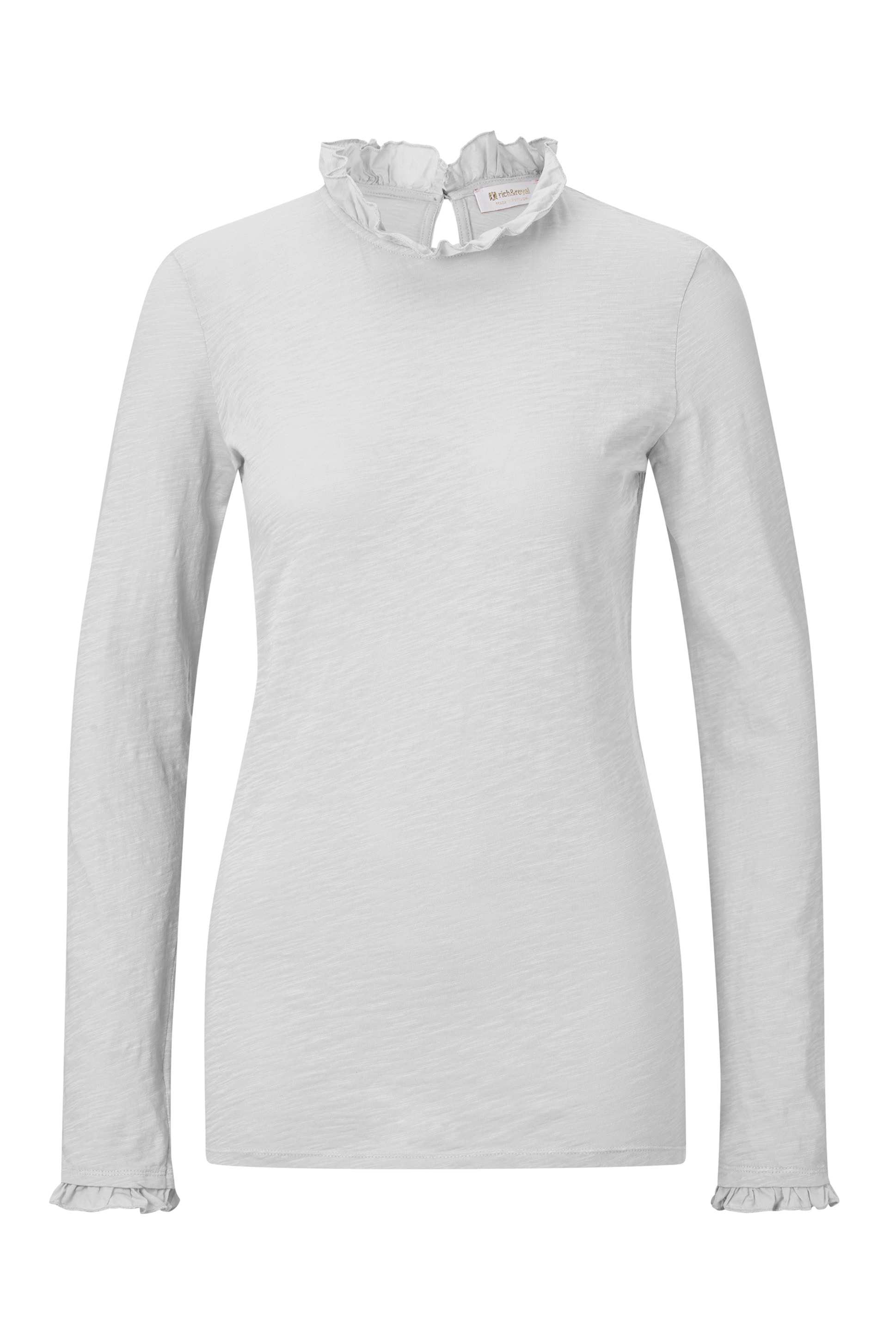 RICHROYAL Langarmshirt »2409 O Slub F LS«, mit Rüschenkante an Ausschnitt und Ärmelsaum