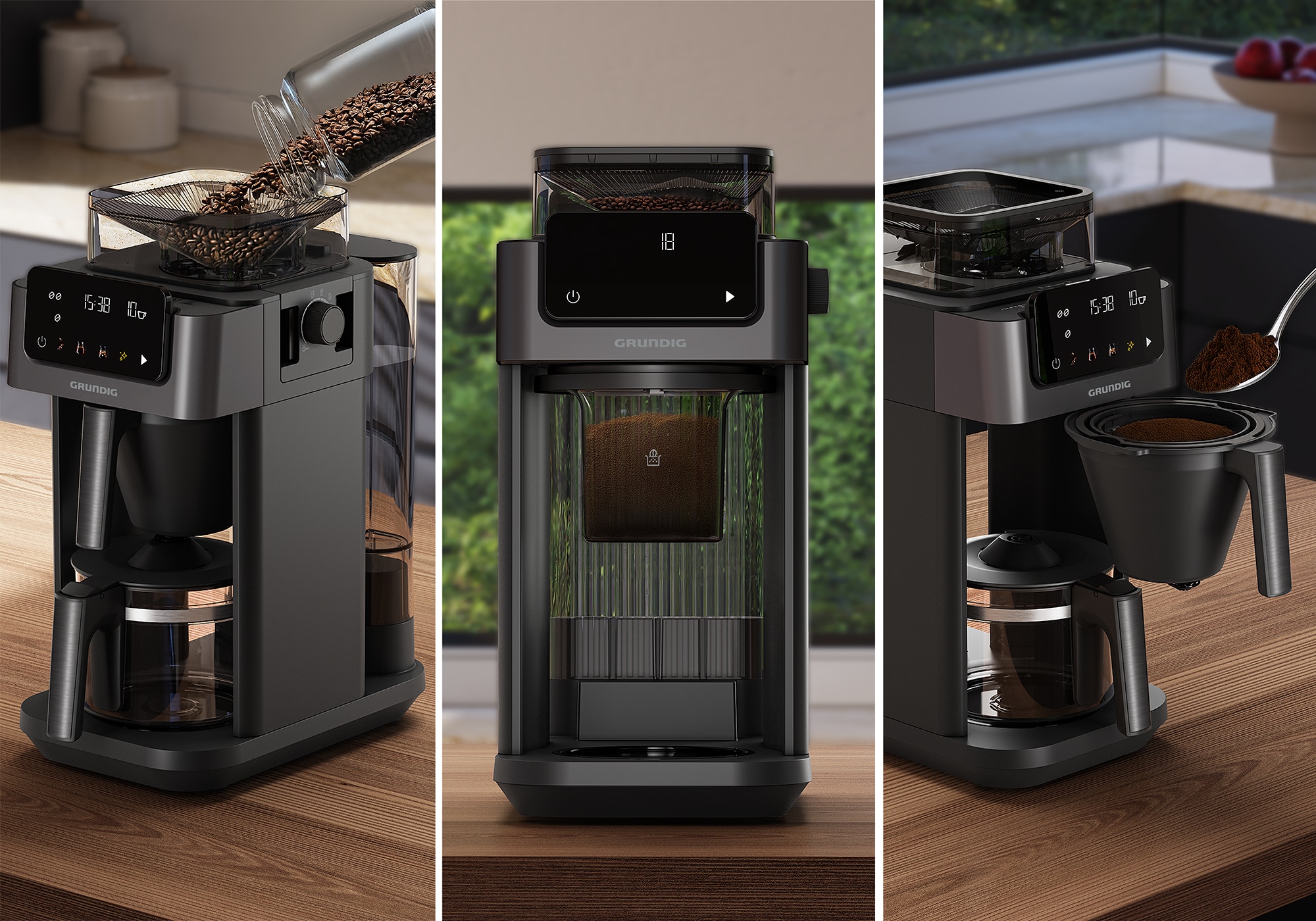 Grundig Kaffeemaschine mit Mahlwerk »KM 9518« Permanentfilter Cold Brew Funktion