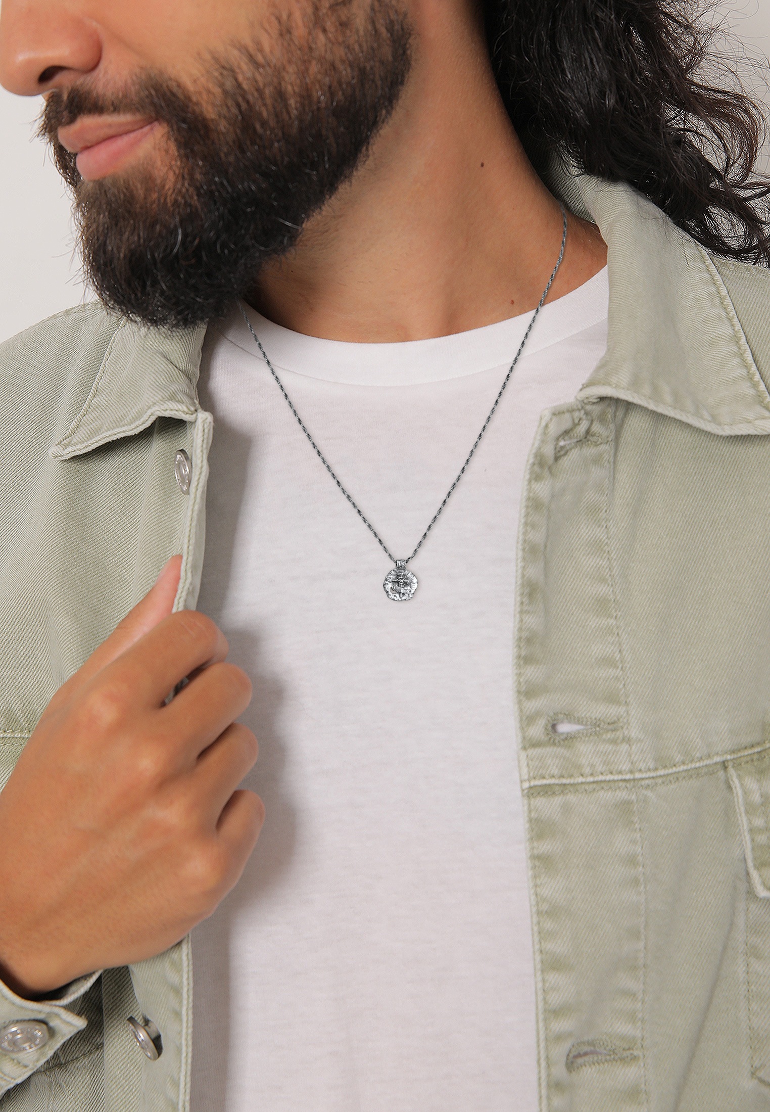 Kuzzoi Kette mit Anhänger »Halskette Herren Münze Antik Kreuz 925 Silber«