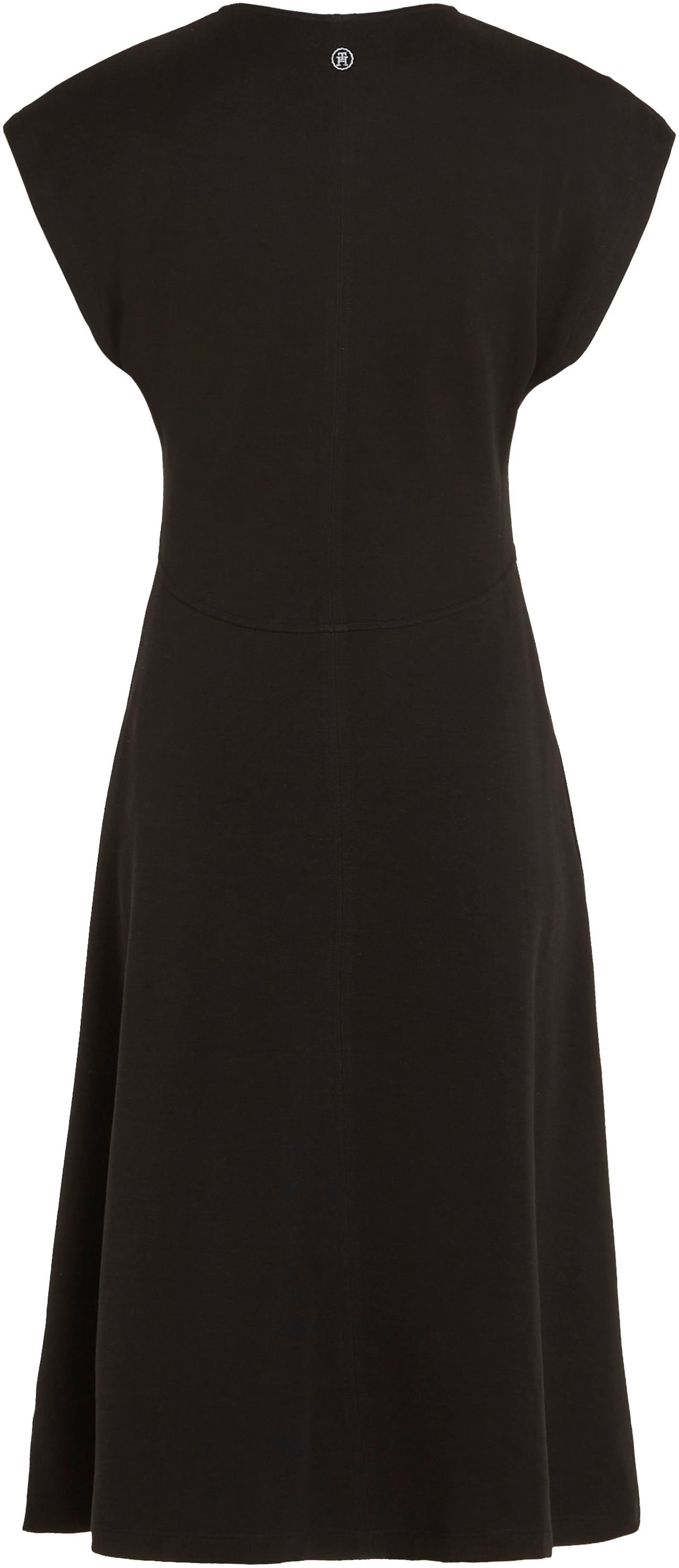 Tommy Hilfiger Jerseykleid »SHINY INTERLOCK V-NK NS KNEE DRS«, mit Logostickerei