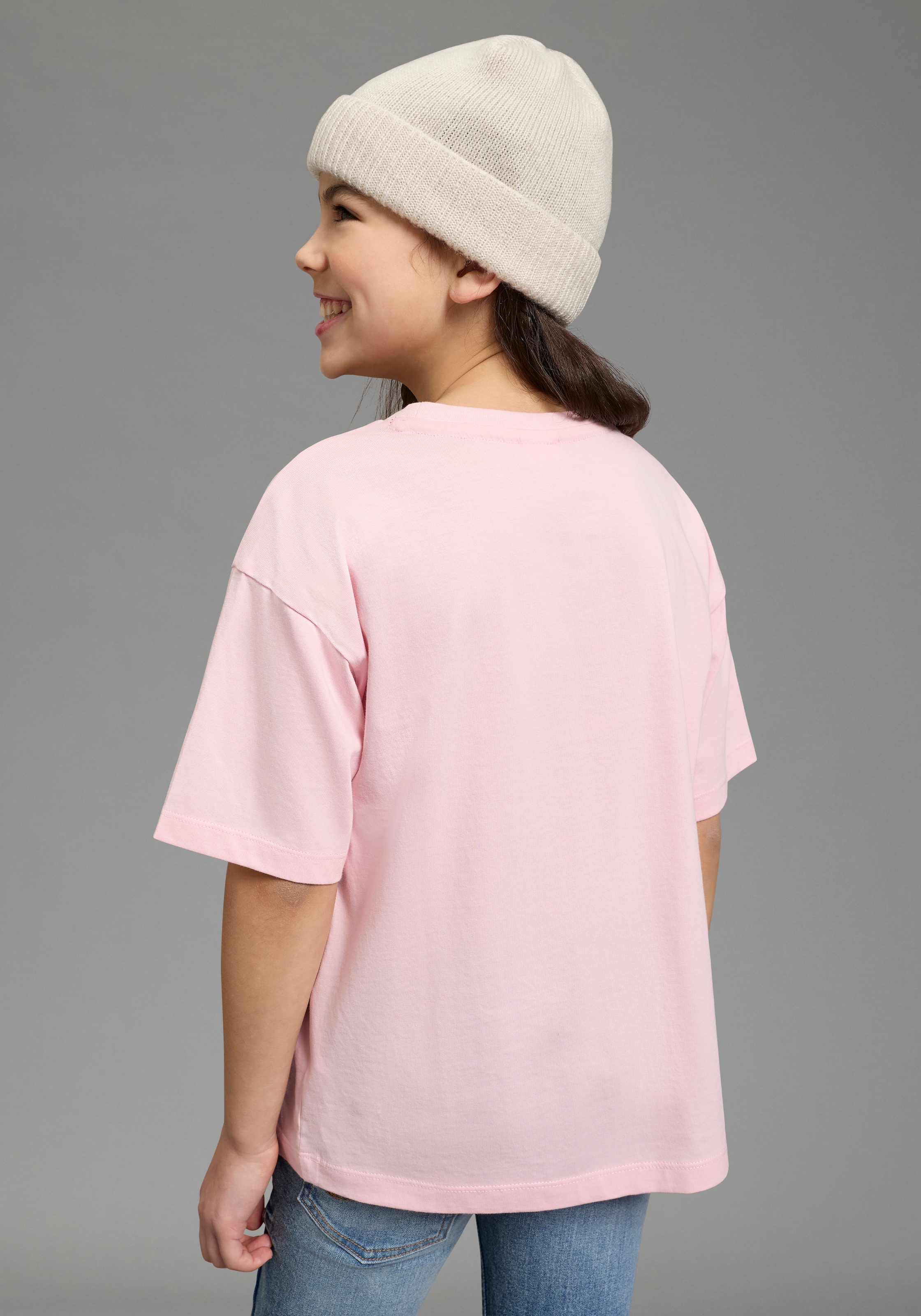 KangaROOS T-Shirt »Locker geschnittenes Shirt mit Palmenprint« lässige Passform, Kurzarm, bedruckt, aus Baumwolle