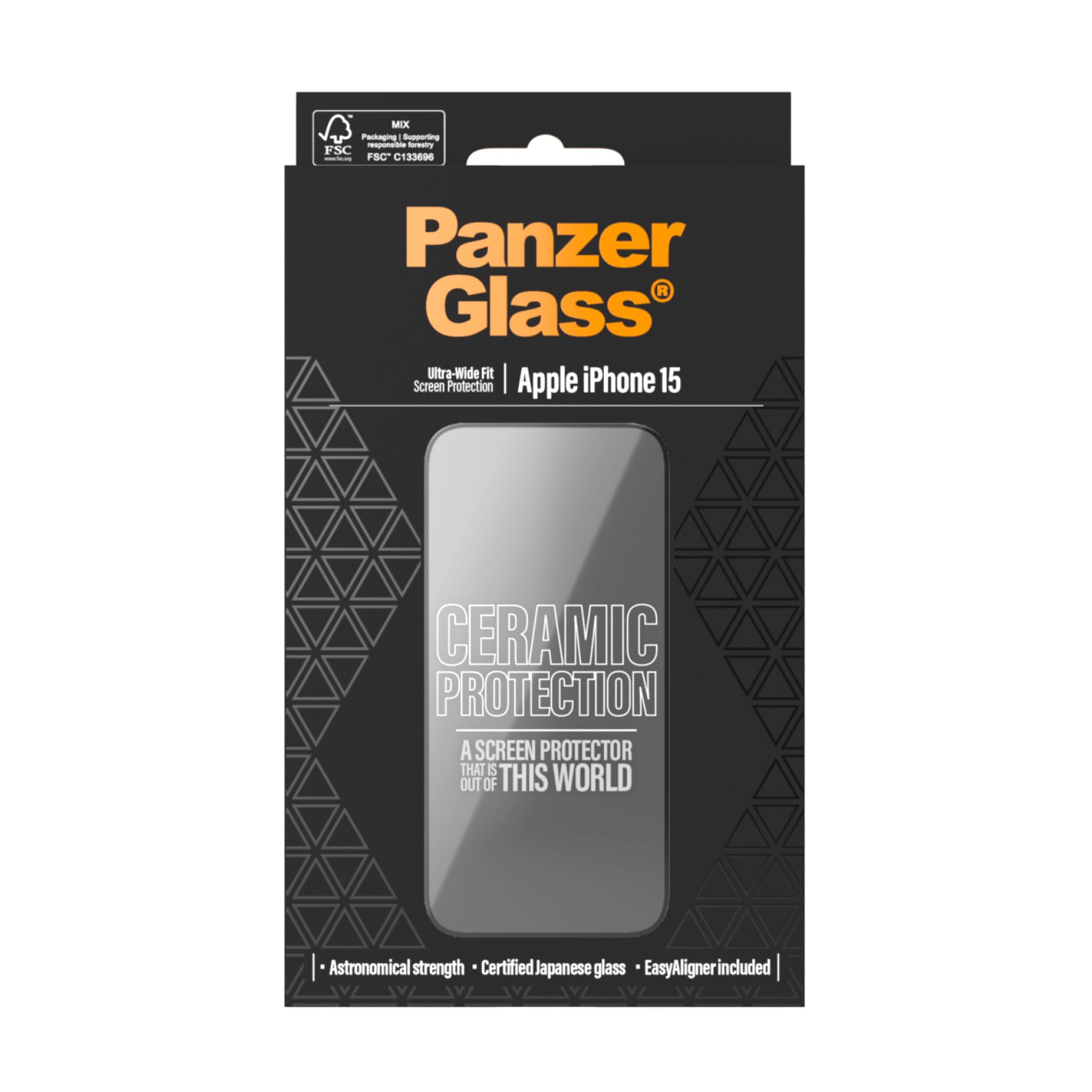 PanzerGlass Displayschutzglas »Ultra-Wide Fit Ceramic Protection Screen Protector«, für Apple iPhone 15, (1 St.), Displayschutzfolie, Schutzfolie, Bildschirmschutz, kratz- & stoßfest