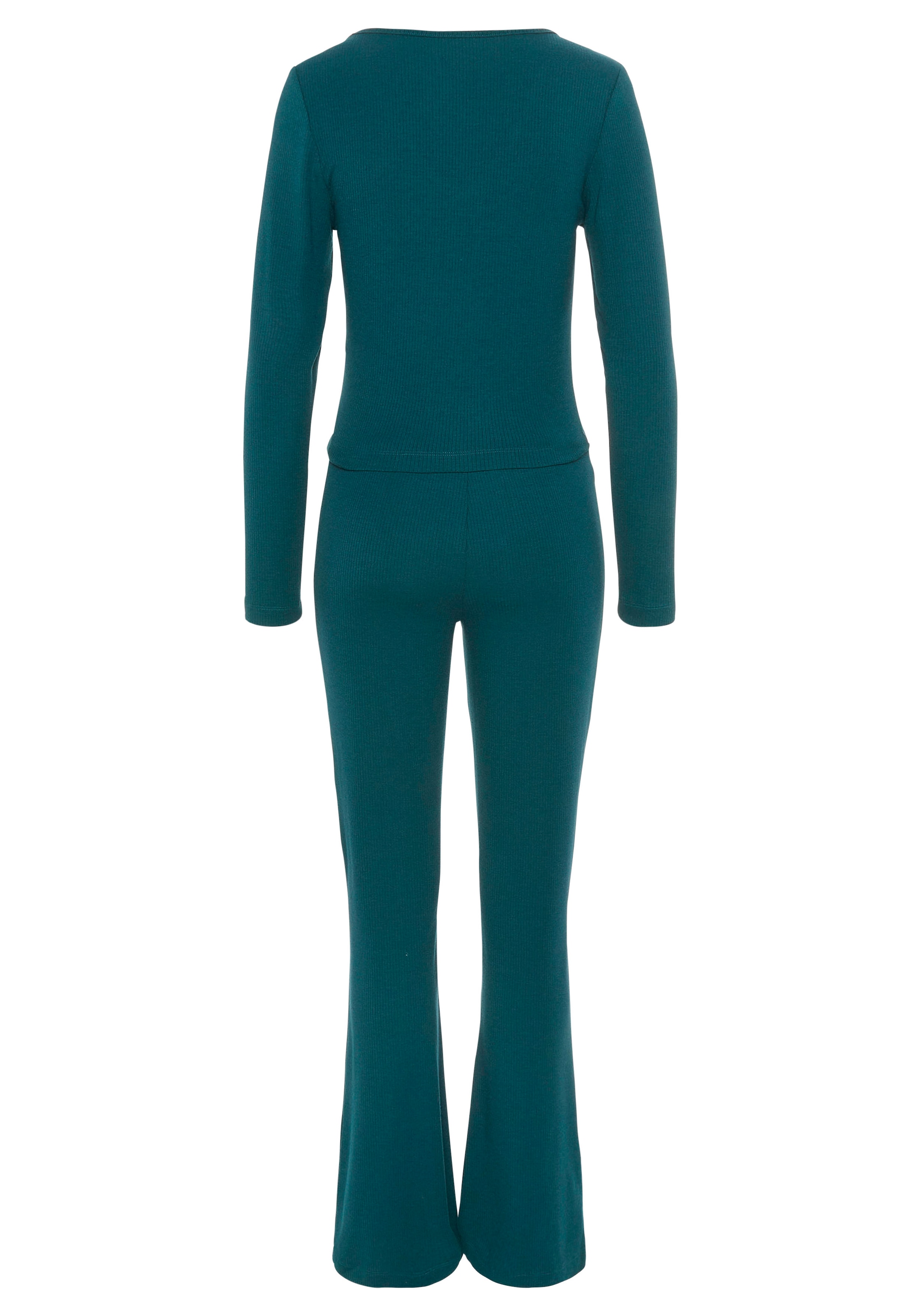 LASCANA Pyjama, (Set, 2 tlg.), aus schönem Ripp-Material