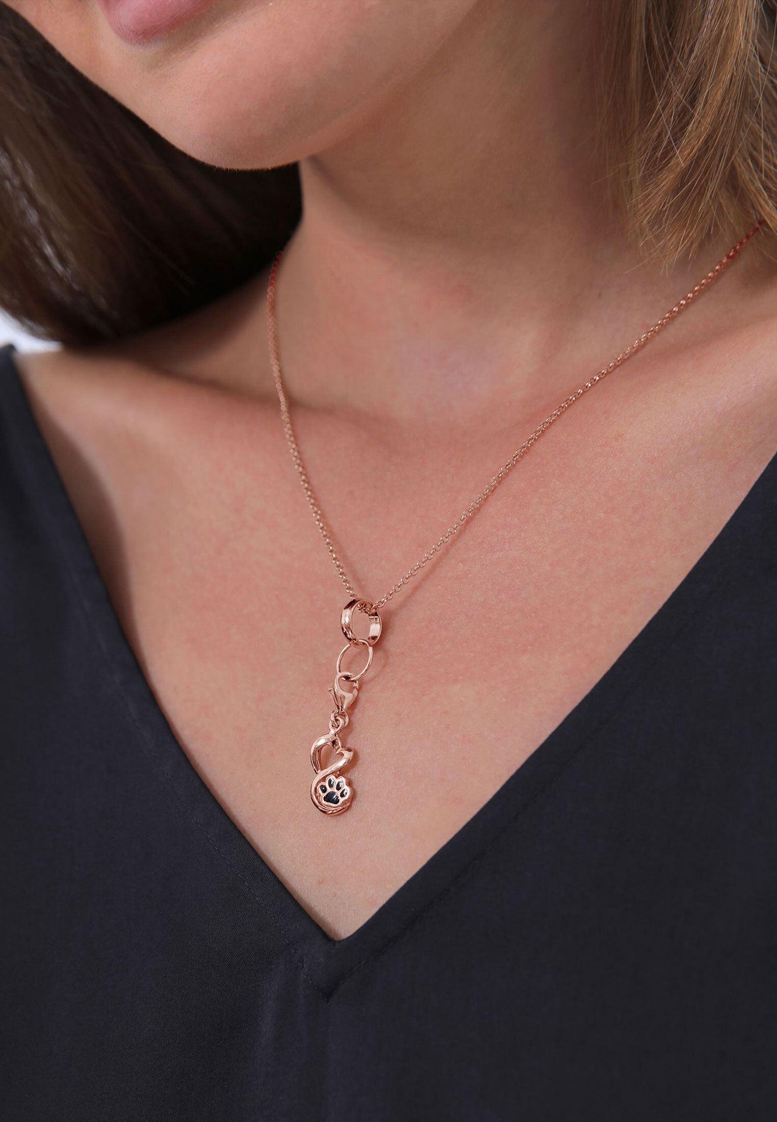 Nenalina Charm-Einhänger »Charm Anhänger Herz Pfote Tierliebe Emaille 925 Silber«