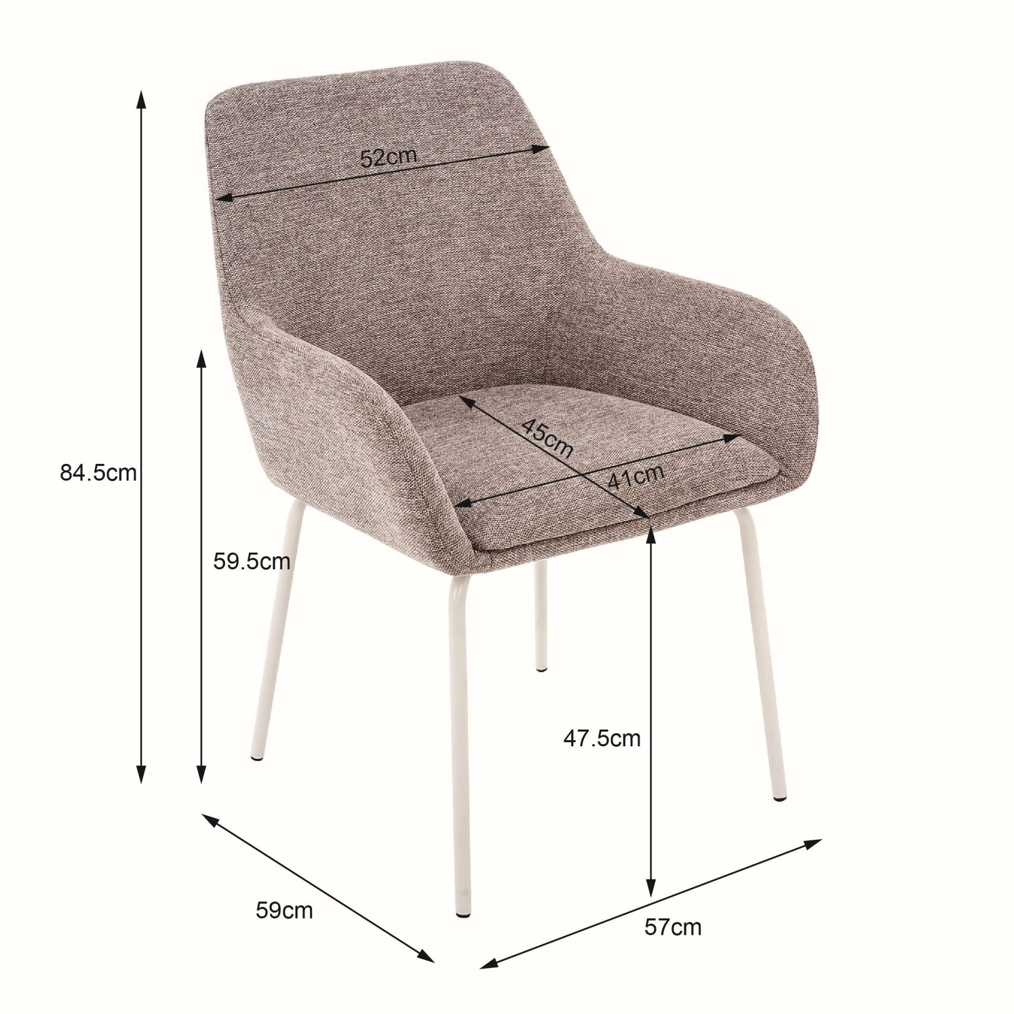 OTTO home Esszimmerstuhl »Gabbie« (Set) 2 Stk.mit weißen Metallbeinen, Webstoff Bezug, Sitzhöhe 47,5 cm