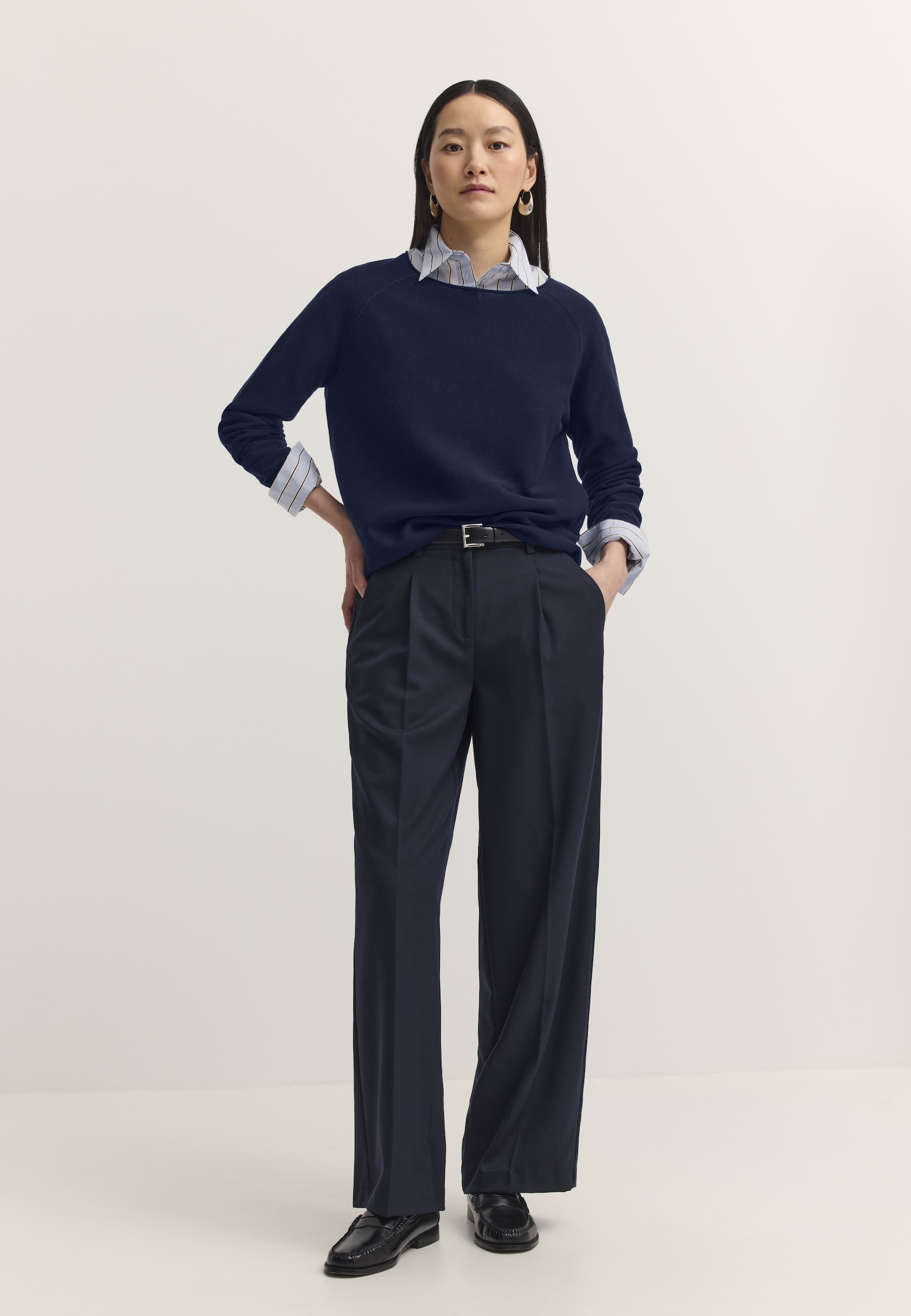 bugatti Rundhalspullover »Regular Fit« Regular Fit Baumwolle Rundhals