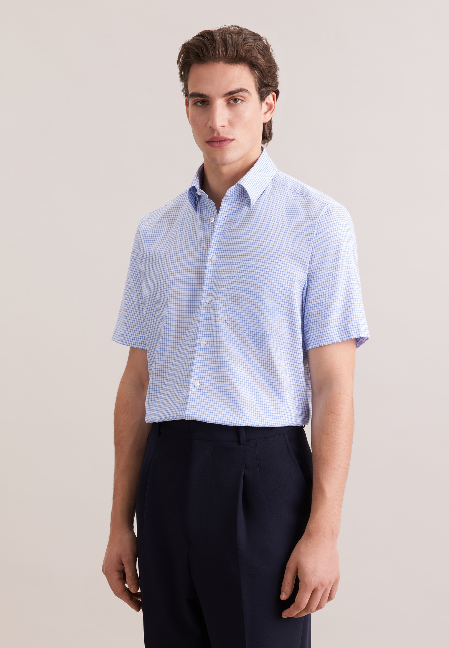 seidensticker Businesshemd »Schwarze Rose« Regular 1/2 Covered-Button-Down-Kragen Karo