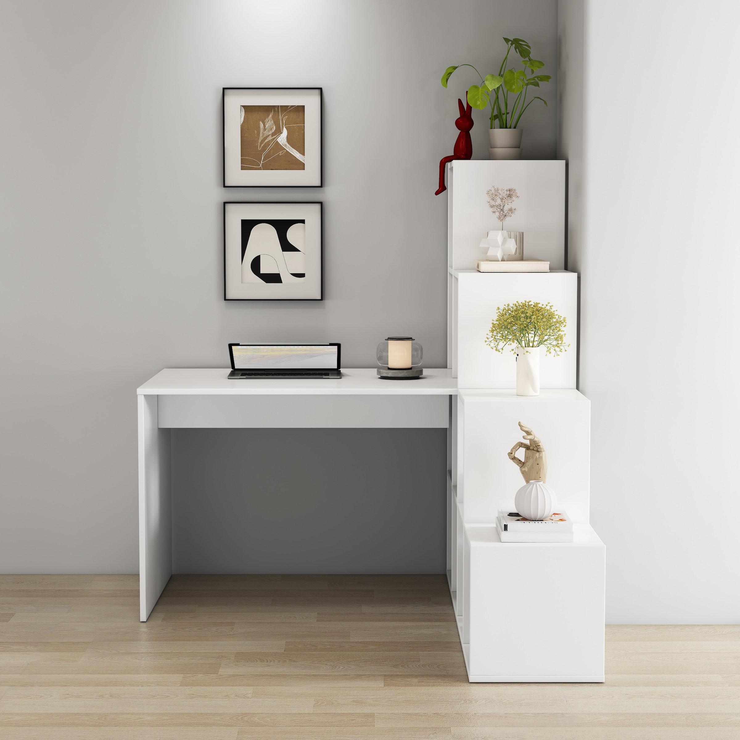 OTTO home Regal-Schreibtisch »Ciela« Set,  flexible Aufstellmöglichkeiten, wechselseitig  montierbar, B. 137 cm