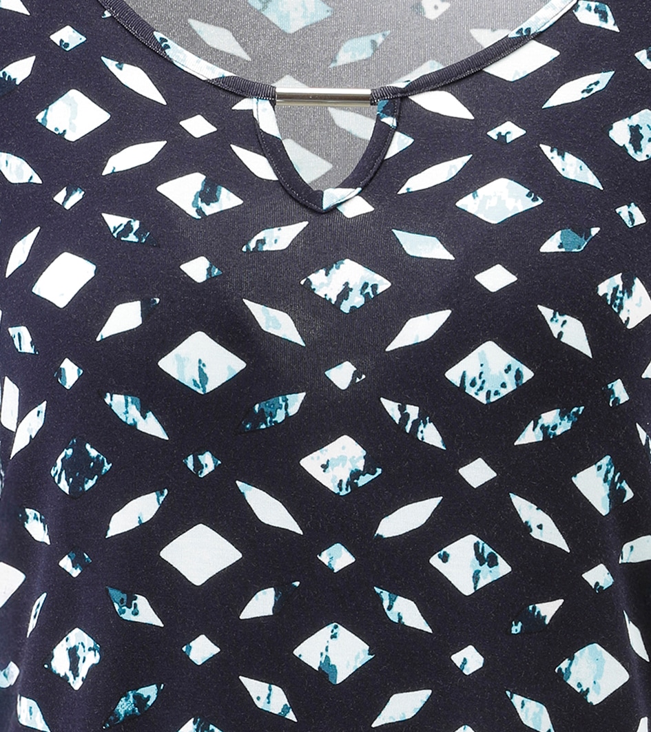 Aniston SELECTED Langarmshirt mit Cut-out und dekorative Mosaik-Musterung - NEUE KOLLEKTION