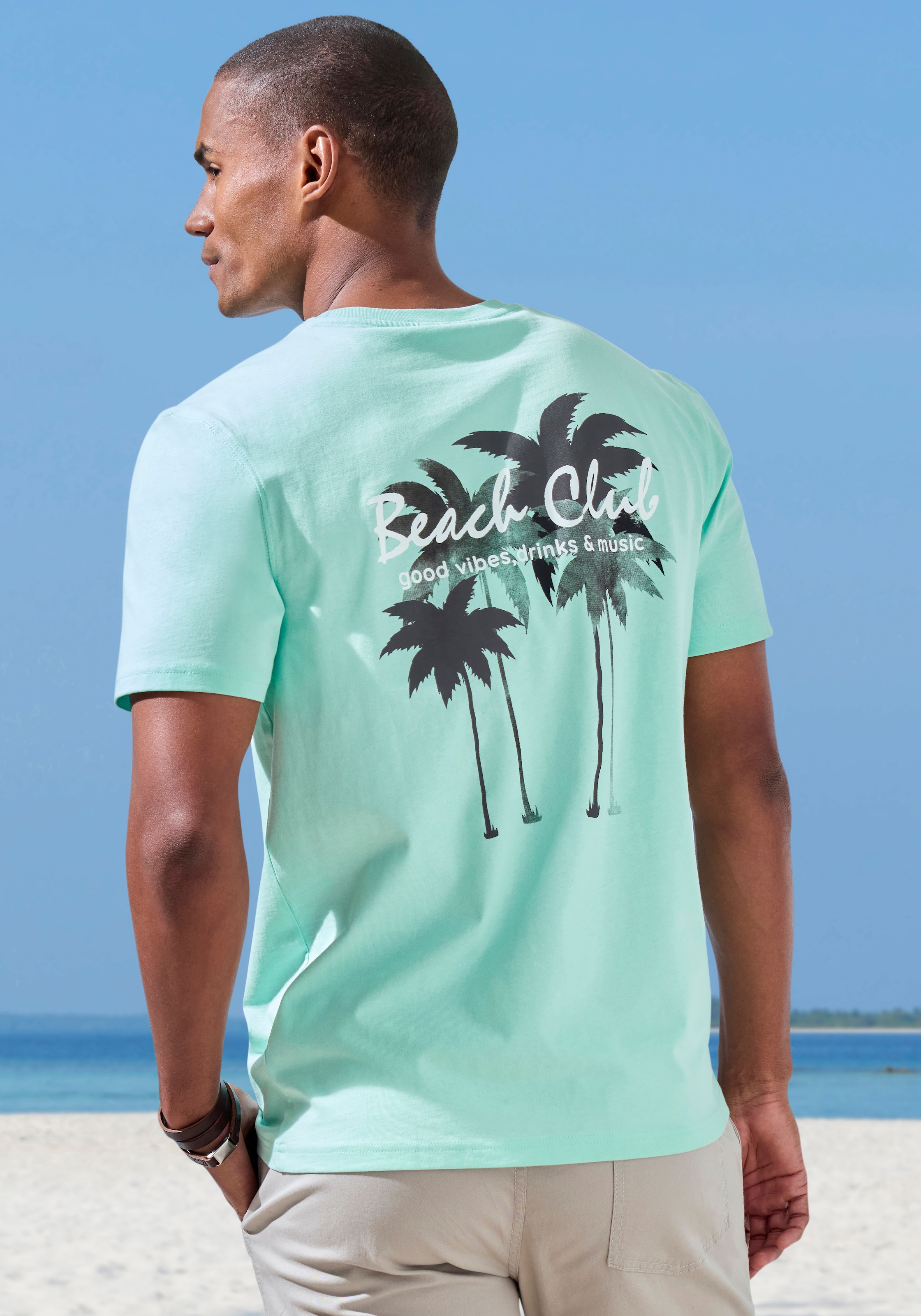 Beachtime T-Shirt »mit großem Rückenprint«, Regular-Fit, mit Print vorn und hinten