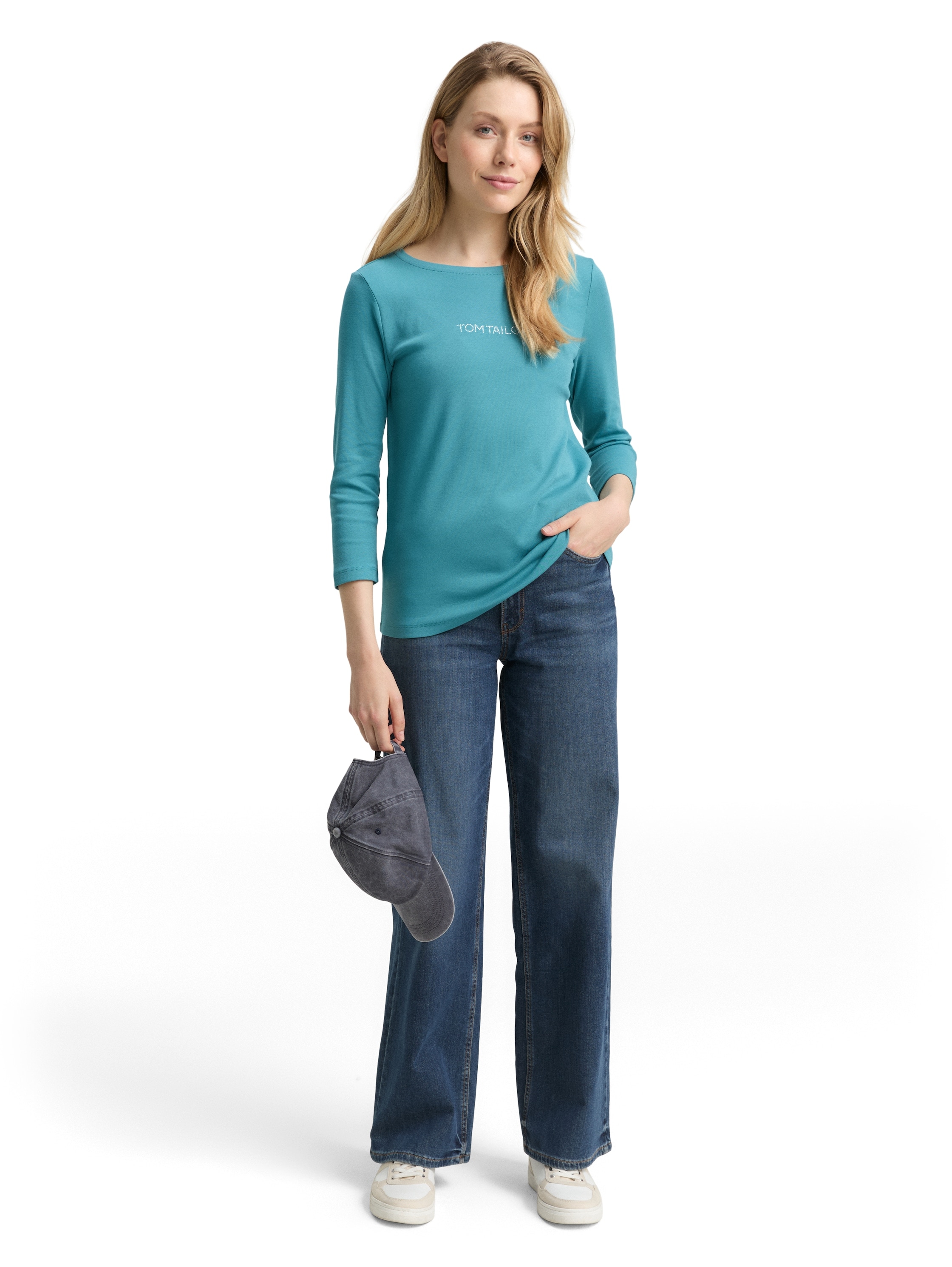 TOM TAILOR 3/4-Arm-Shirt mit Logo Schriftzug