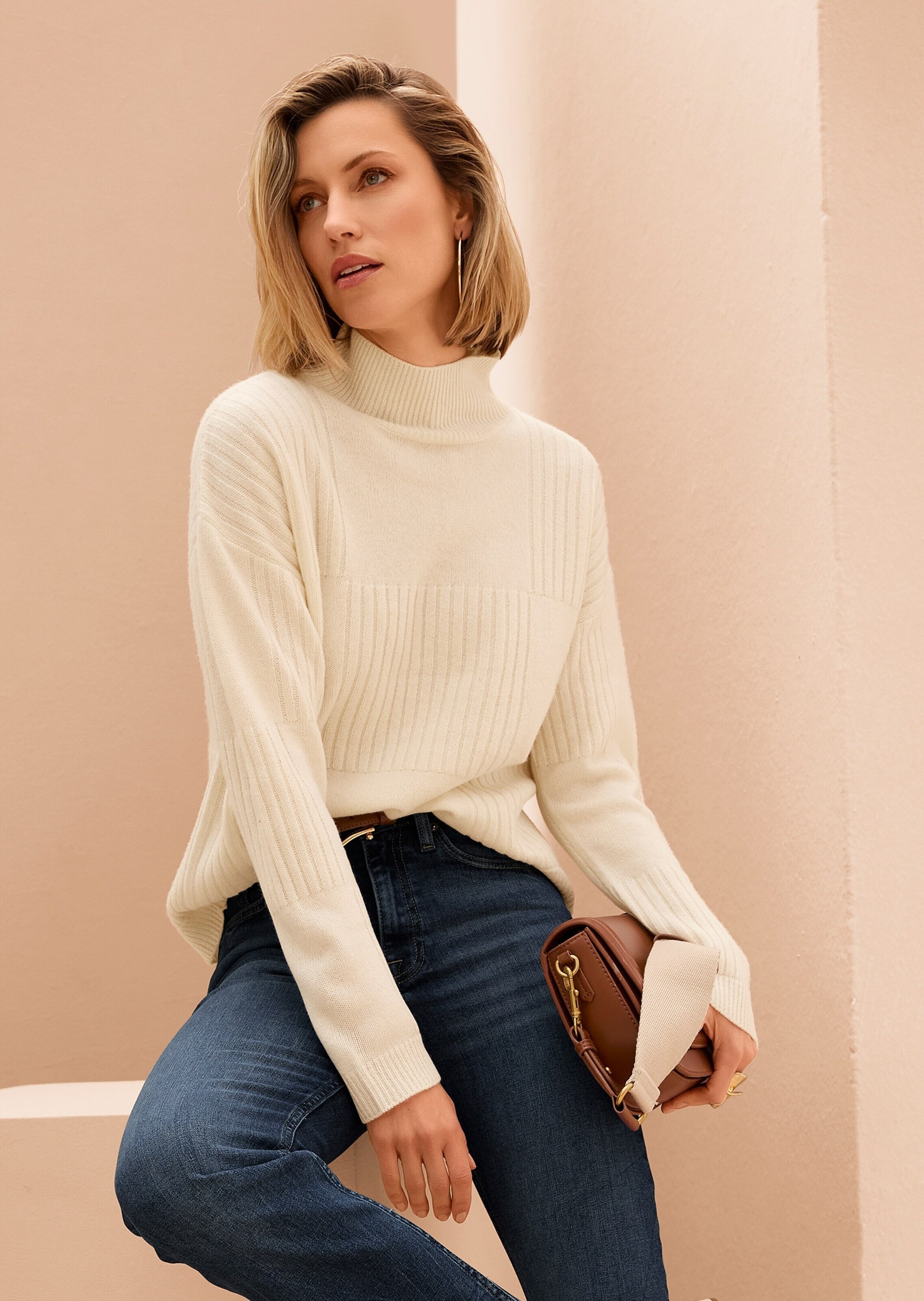 MADELEINE Longpullover »Pullover Stehkragen-Pullover aus Schurwolle«