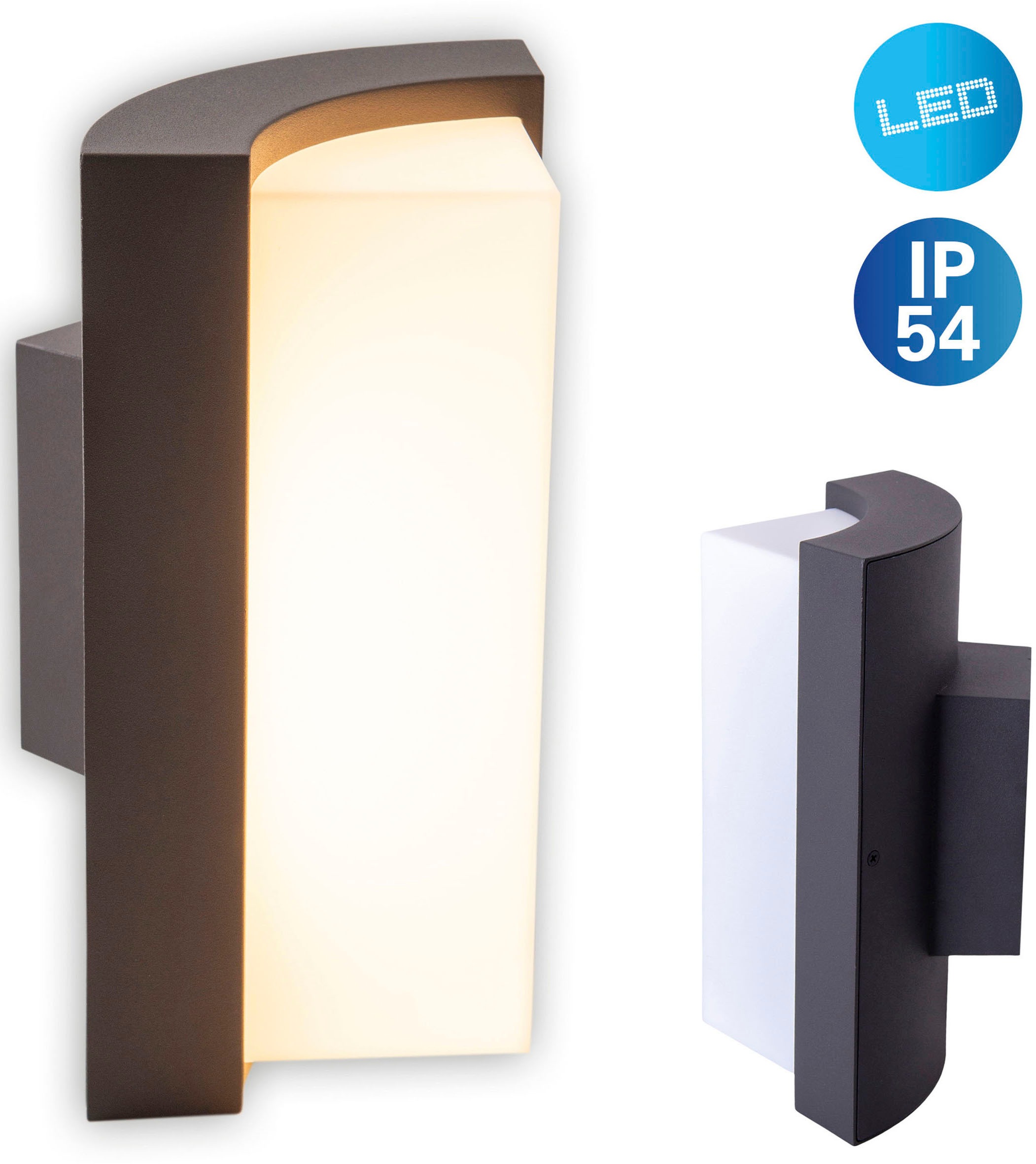 näve LED Außen-Wandleuchte »Rico«, 1 flammig, Leuchtmittel LED-Board | LED fest integriert, Wandleuchte, Terrasse, anthrazit, Höhe: 14,8cm, LED warmweiß