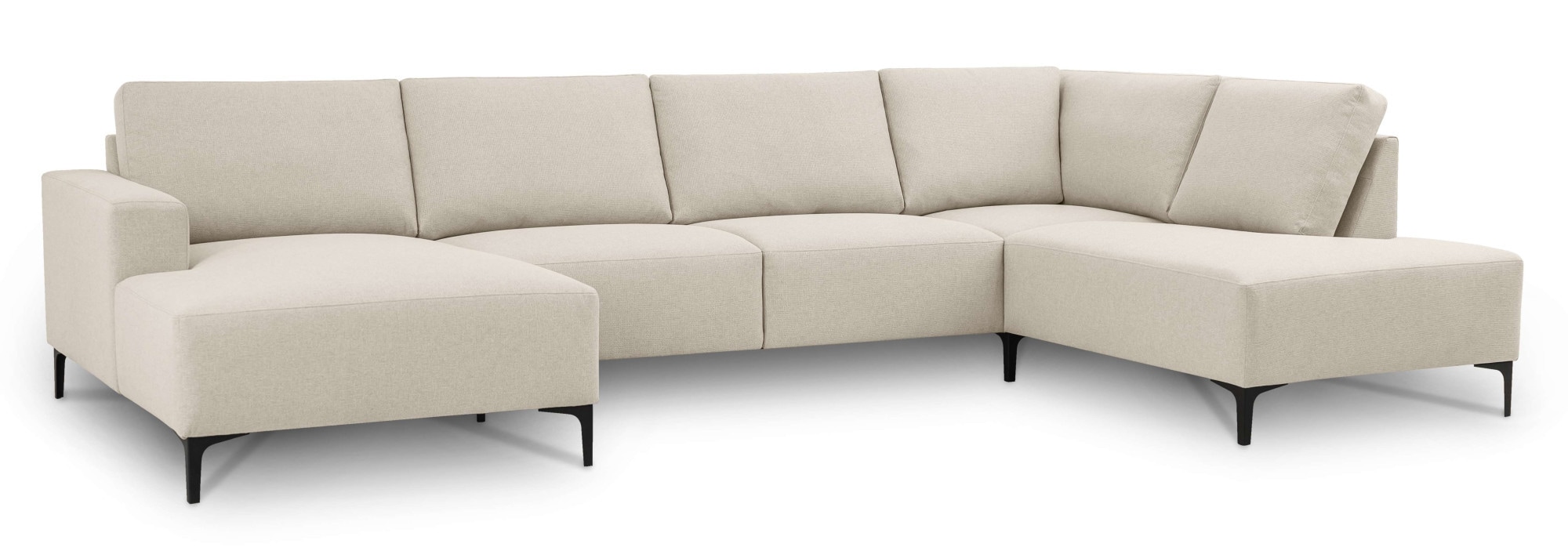 Home affaire Wohnlandschaft »Tournon U-Form, XXL Sofa, Breite 333 cm, Webstoff, Chenille«, Designsofa im nordischen Stil, Wellenunterfederung, Metallfüße