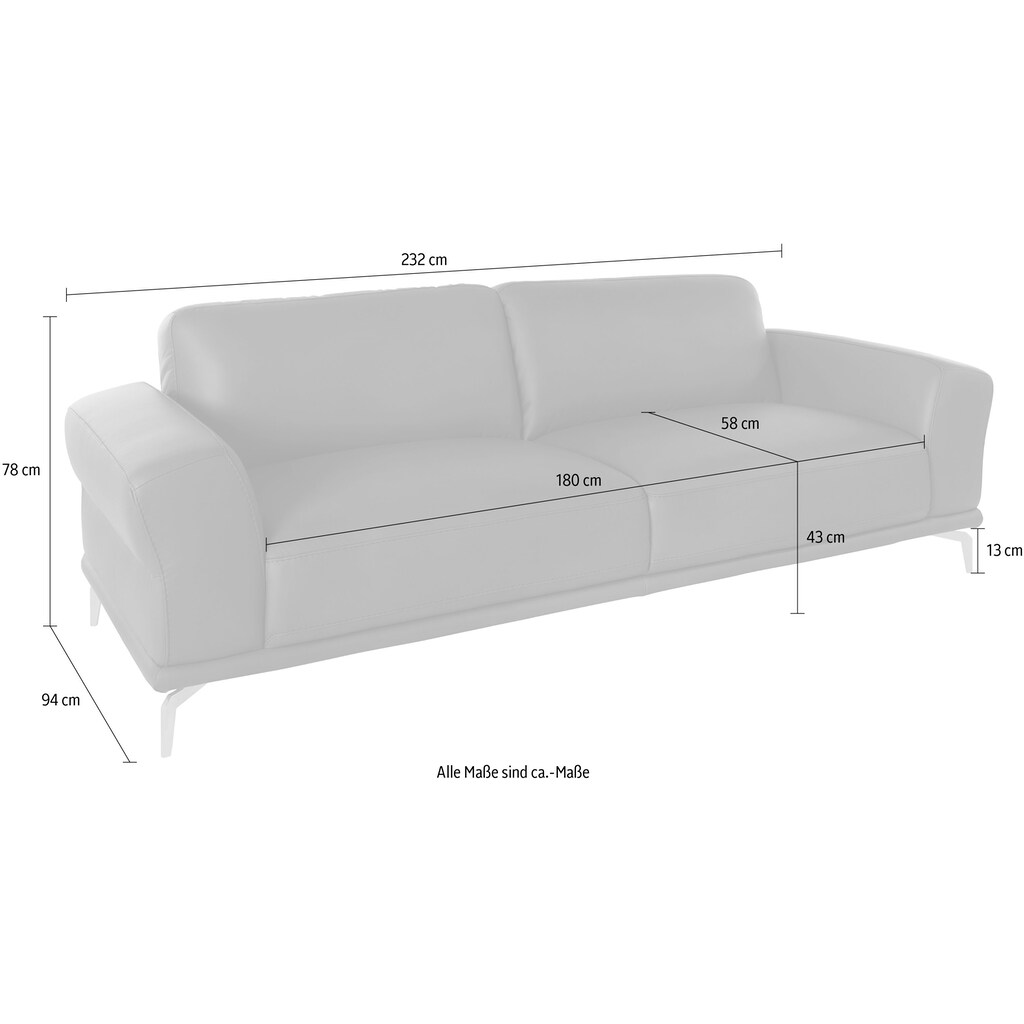 W.SCHILLIG 2,5-Sitzer »montanaa«, mit Metallfüßen in Silber matt, Breite 232 cm