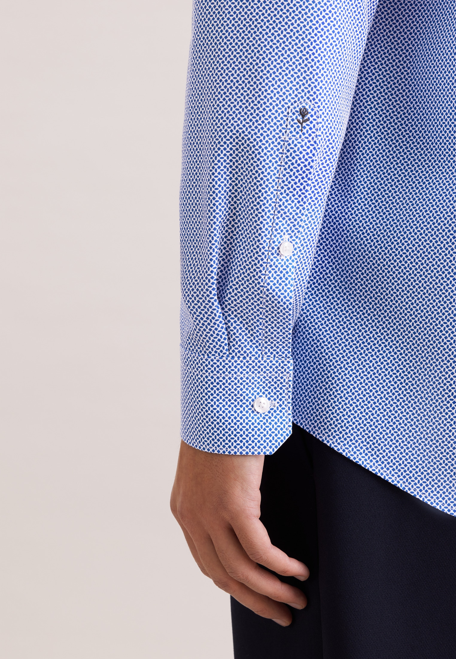 seidensticker Businesshemd »Schwarze Rose« Regular 1/1 Covered-Button-Down-Kragen Druck