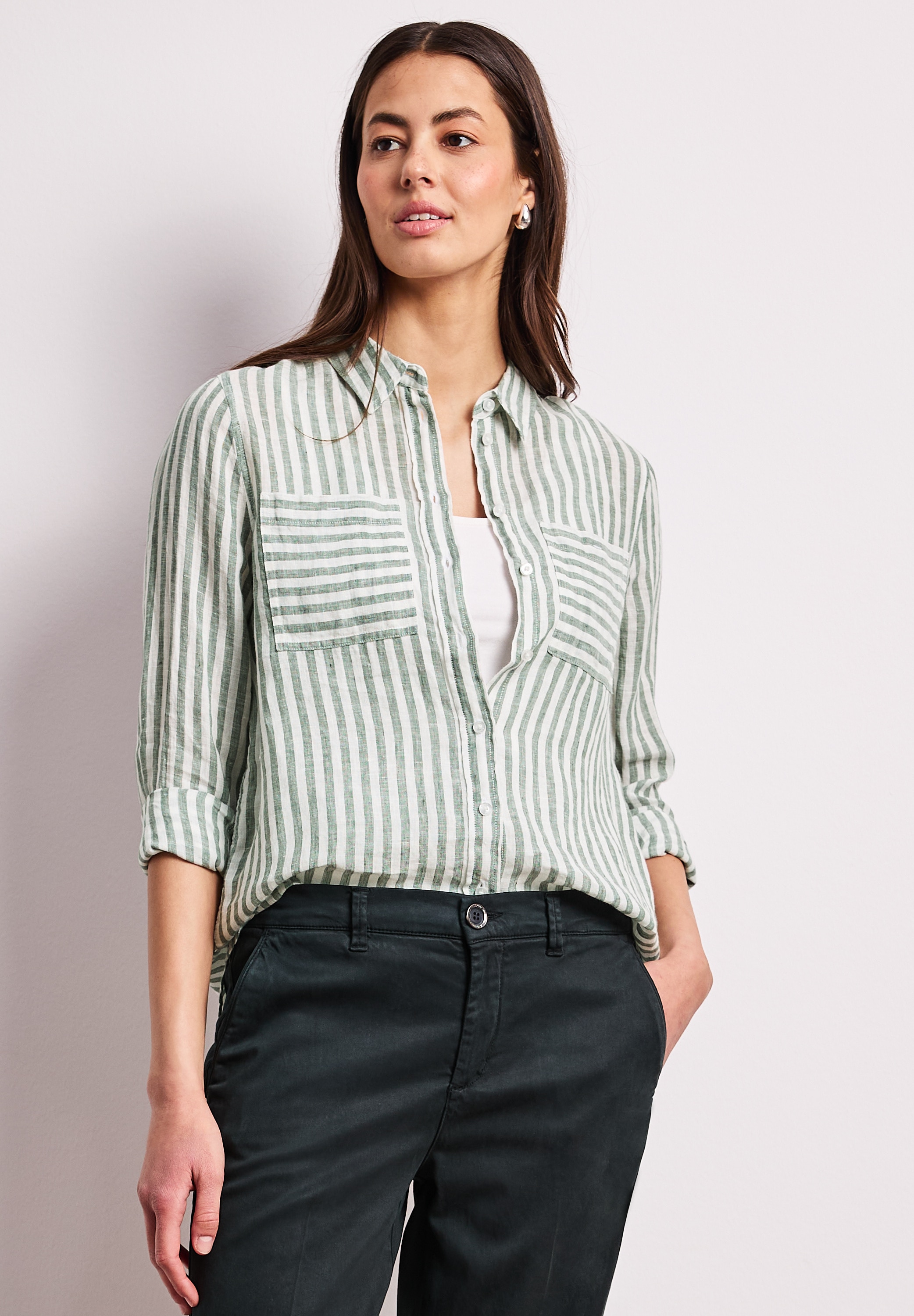 STREET ONE Hemdbluse mit Streifen Muster