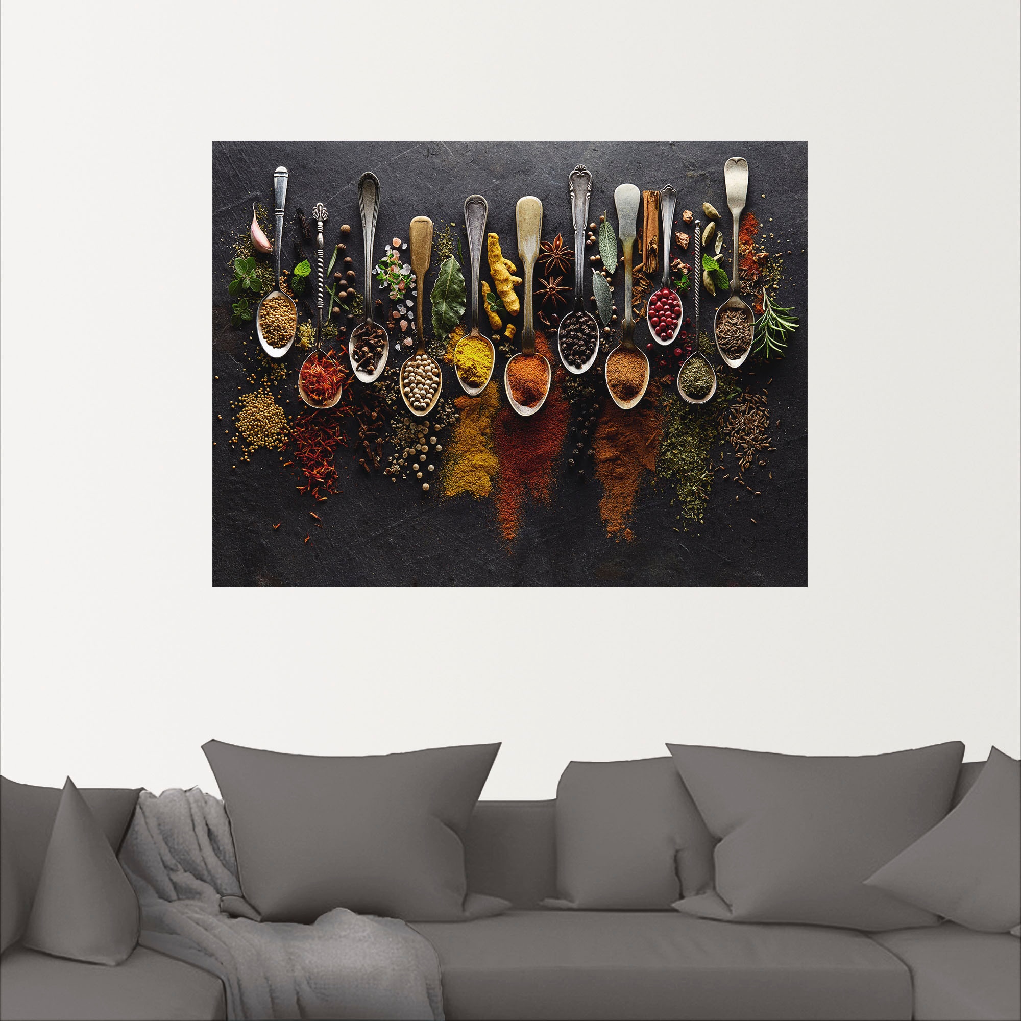 Artland Wandbild »Kräuter Gewürze Schiefer«, Lebensmittel, (1 St.), als Alubild, Outdoorbild, Leinwandbild, Poster, Wandaufkleber