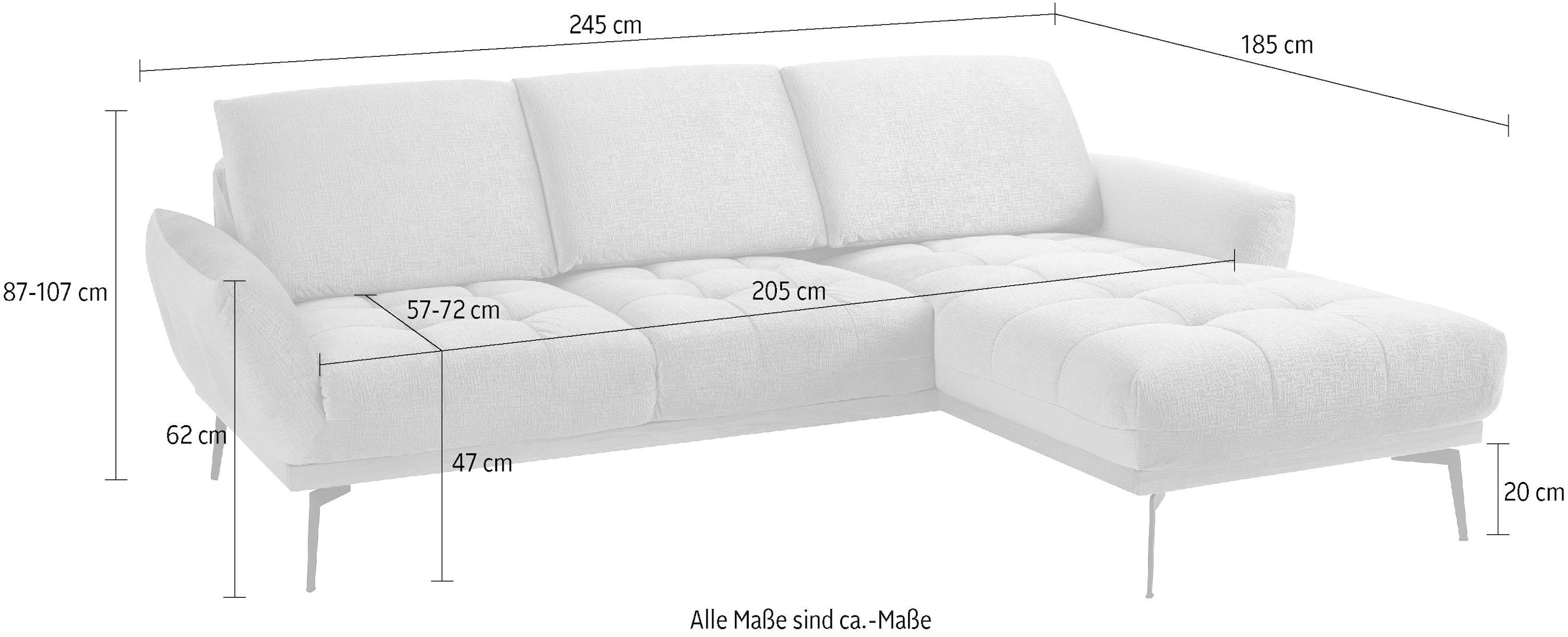 Guido Maria Kretschmer Home&Living Ecksofa »Palíc, inkl. Rückenverstellung, bequem, elegant, Breite 245cm, L-Form«