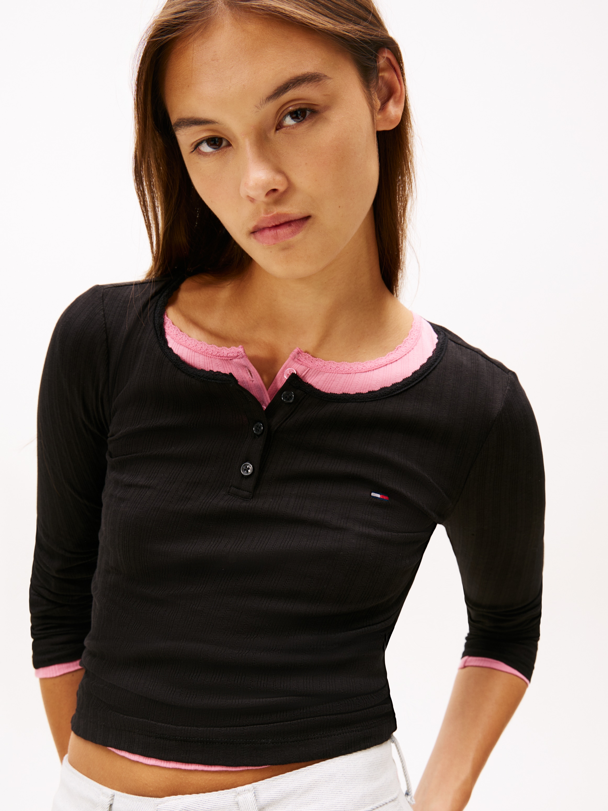 Tommy Jeans Langarmshirt »TJW SLIM SH IRREGULAR RIB LS« in gerippter Struktur