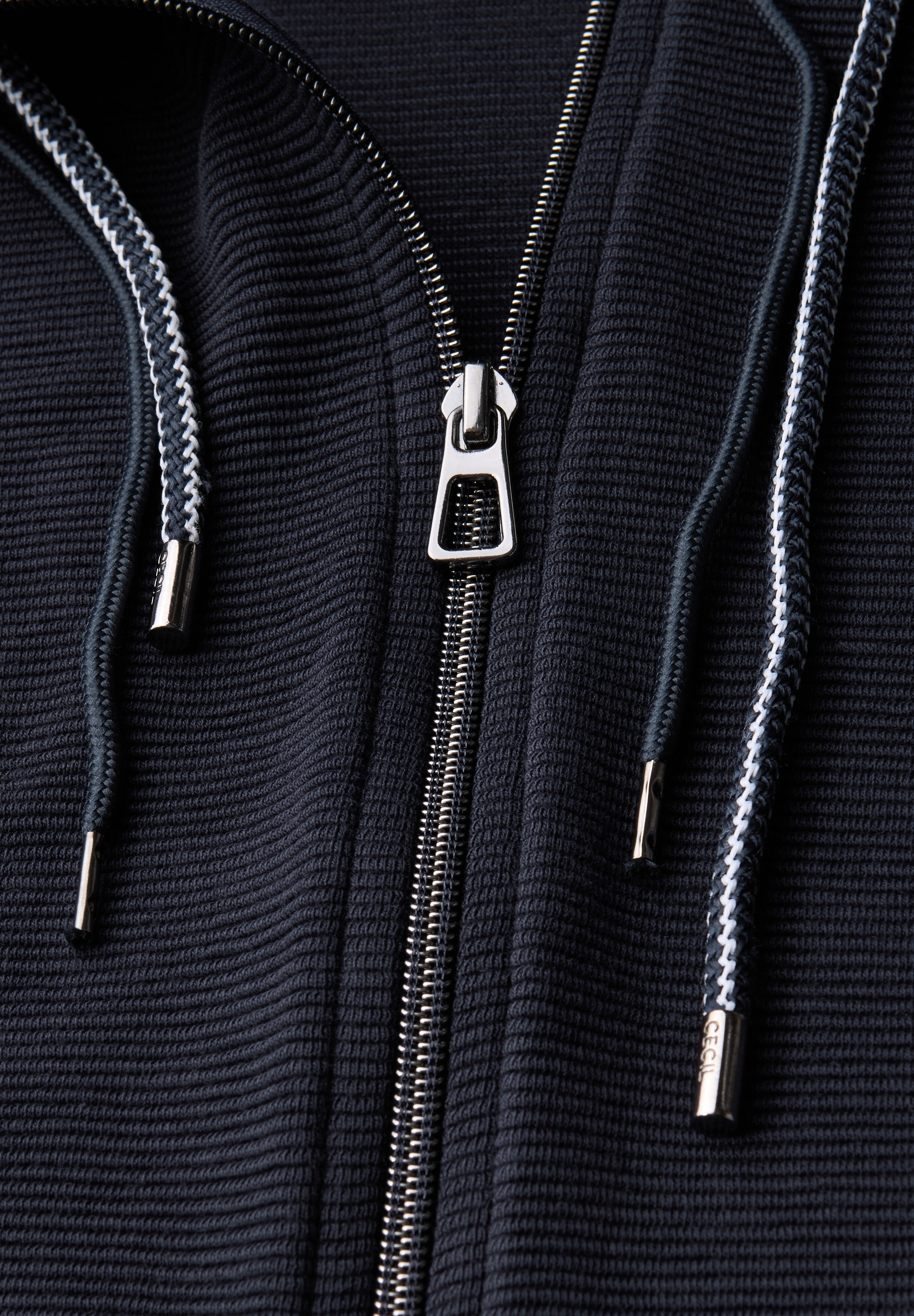 Cecil Sweatjacke, im Ottoman-Look und Stehkragen, Struktur-Optik
