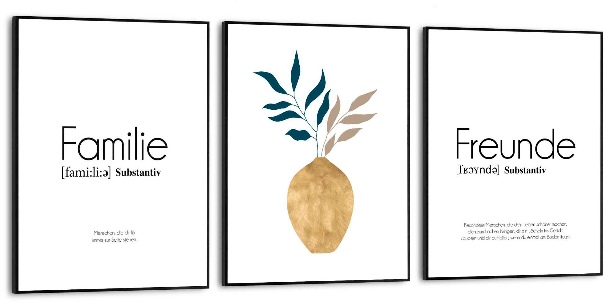 Reinders! Poster »Familie« in schwarz, Größe B/H/T: 30 cm x 40 cm x 1,6 cm