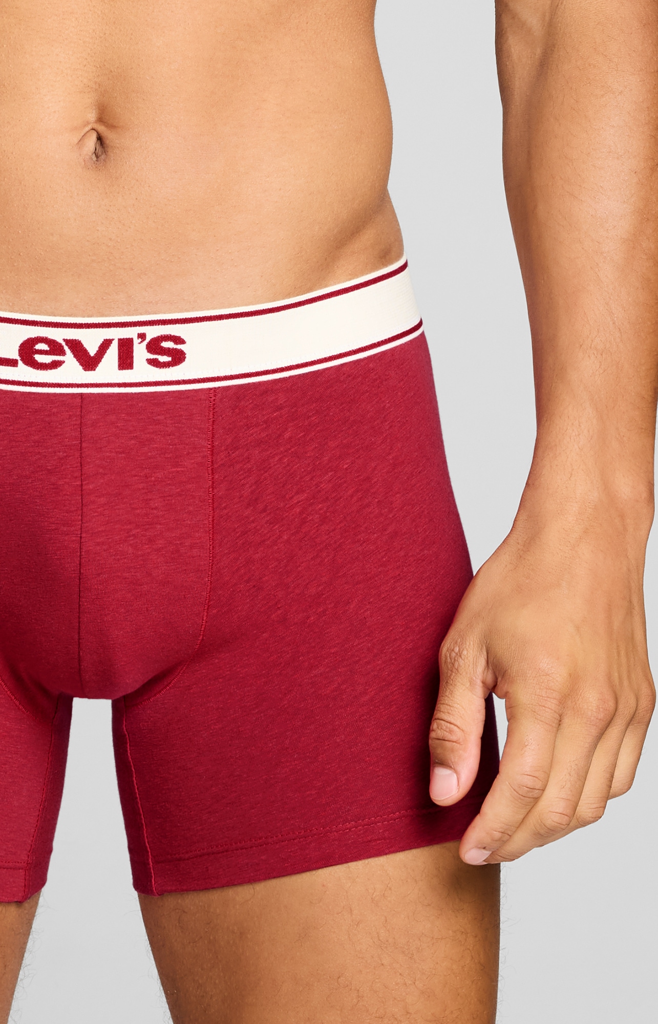 Levi's® Boxer »LEVIS MEN VNTG HTR BOXER BRIEF 2P« 2er Pack,  ohne Eingriff, uni, meliert, Logo-Bund, elastisch