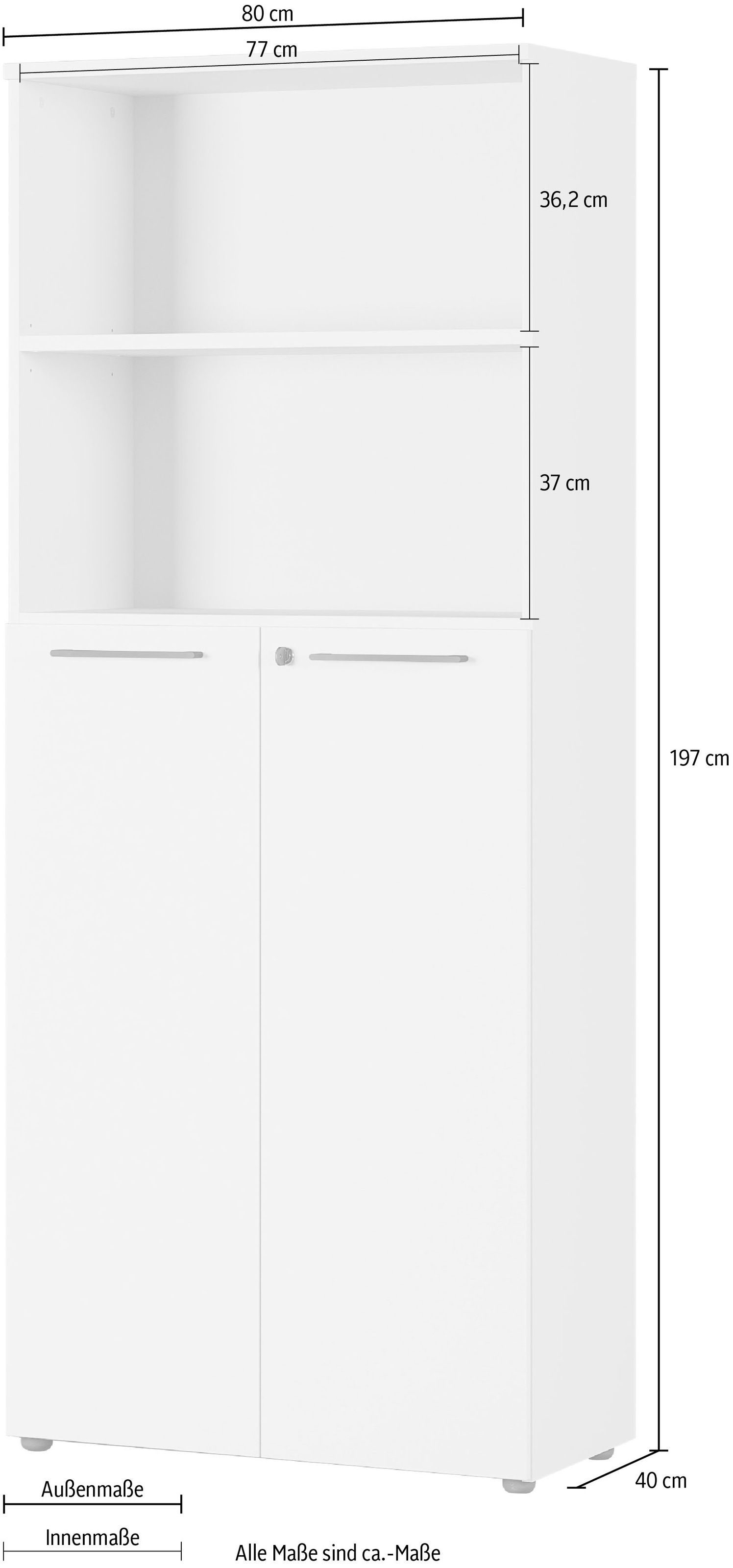 GERMANIA Aktenschrank »GW-Agenda, Mehrzweckschrank, abschließbar,«, optional mit 2 offenen Fächern, Maße 80x197 cm, Made in Germany