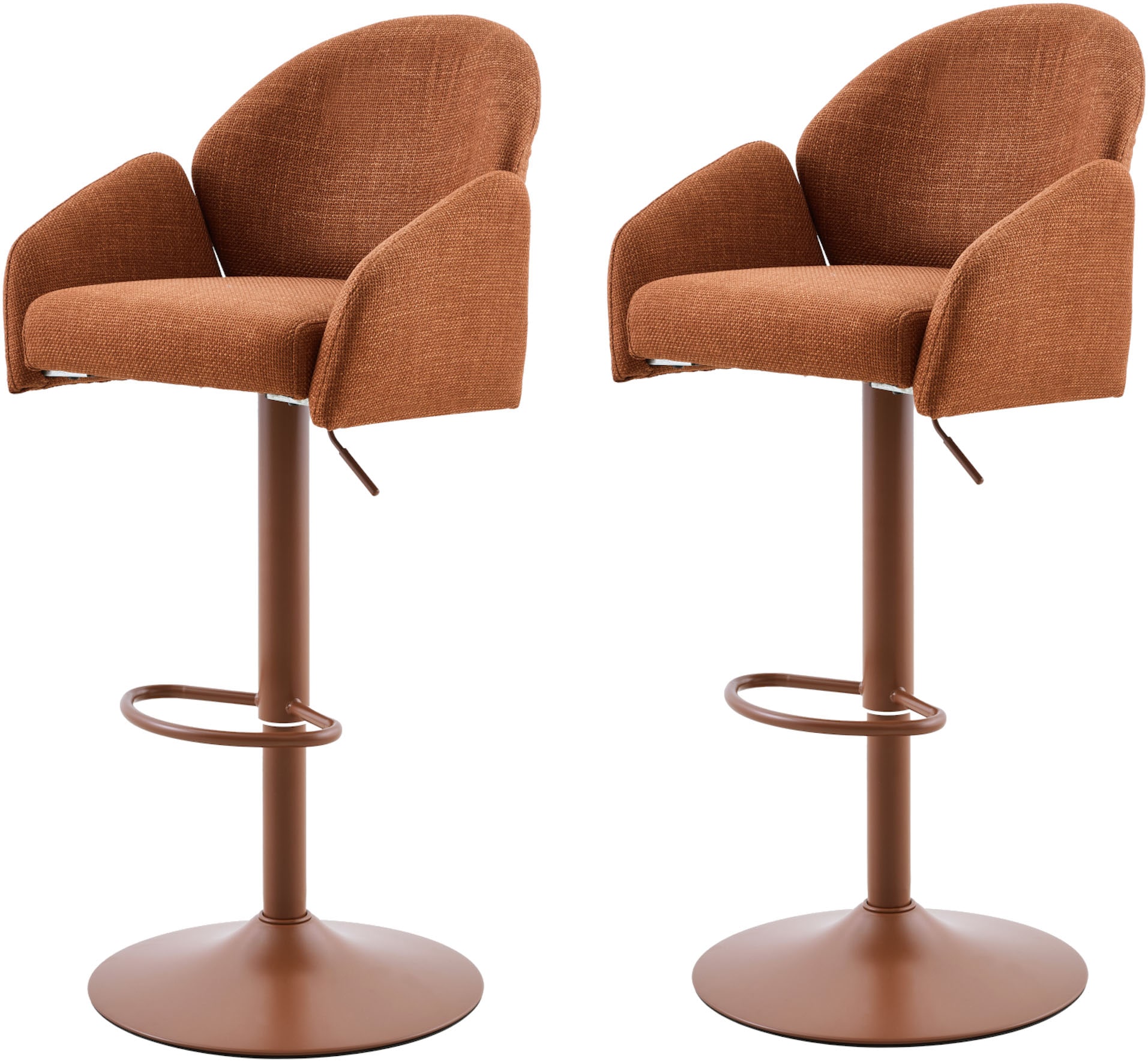 HELA Barhocker »HOLLY« Set, 2 Stk. tlg. 360° drehbar, Höhenverstellbar, Armlehnen, Gestell angepasst an Bezug