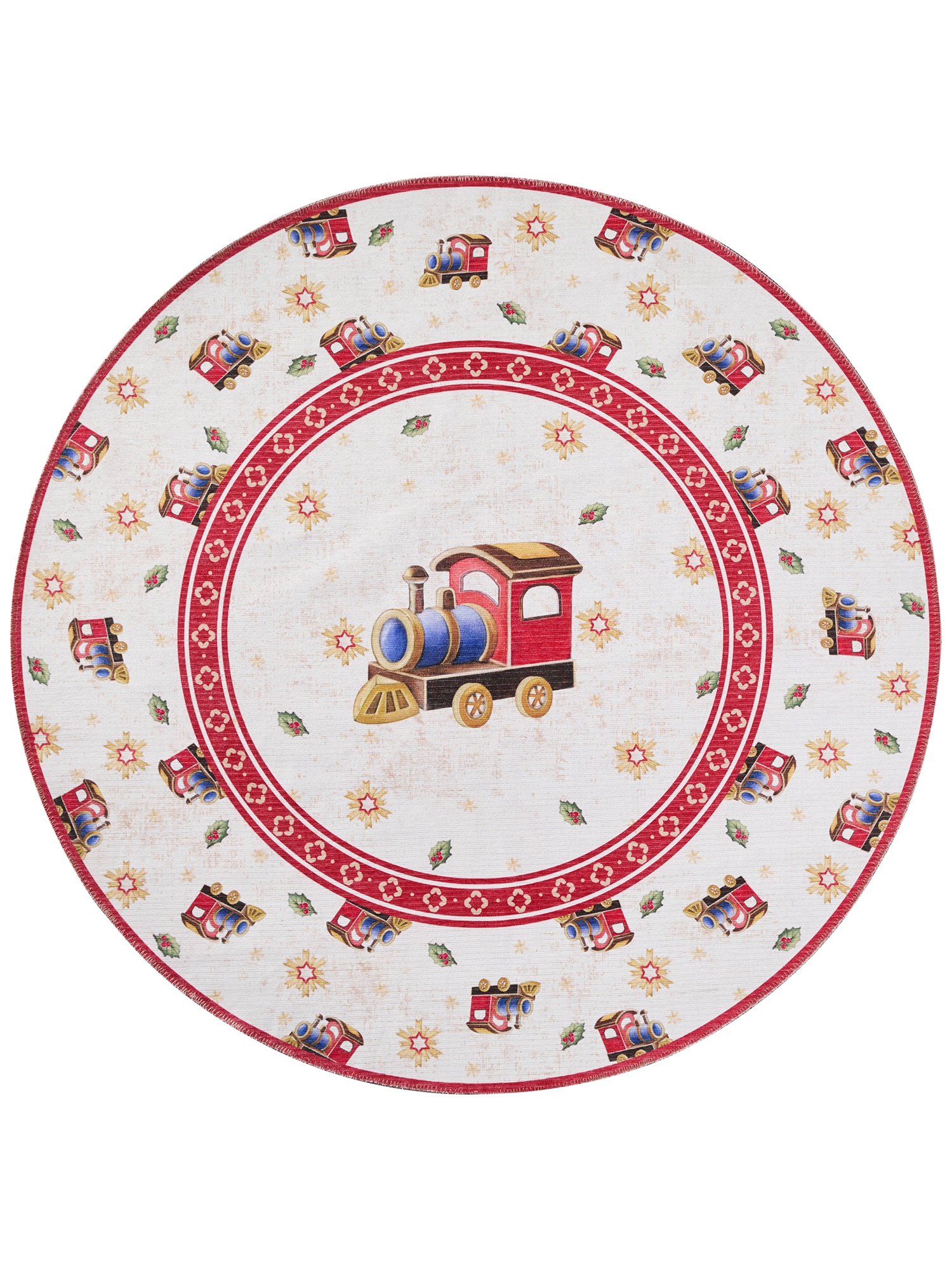 Villeroy & Boch Teppich »Toy's Delight Limited Edition Christmas Train«, rund, 3 mm Höhe, Limited Edition, Weihnachten, Wohnzimmer, Baumrock, Waschbar, Rund