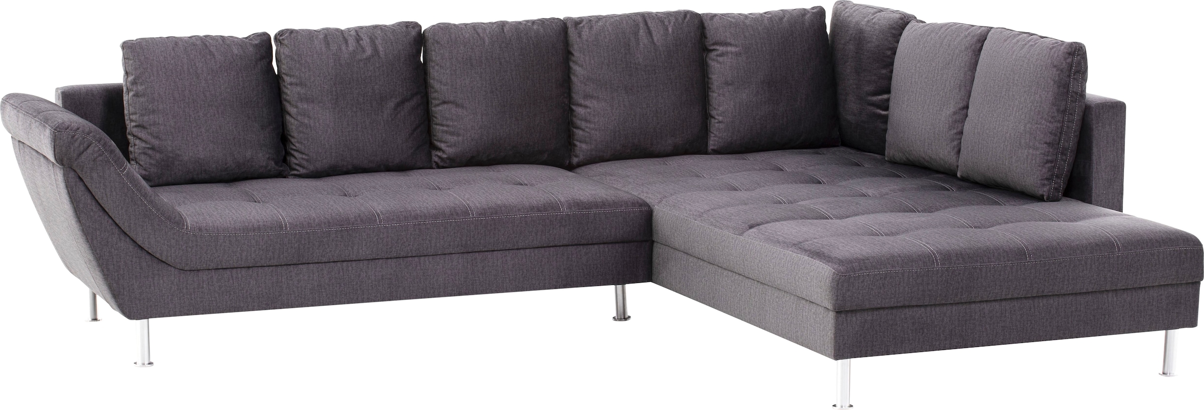 exxpo - sofa fashion Ecksofa »Laconi, extravagantes Designsofa mit tollem Sitzkomfort, L-Form«, in hochwertiger Detailverarbeitung, bequeme Armlehne, hoher Fuß