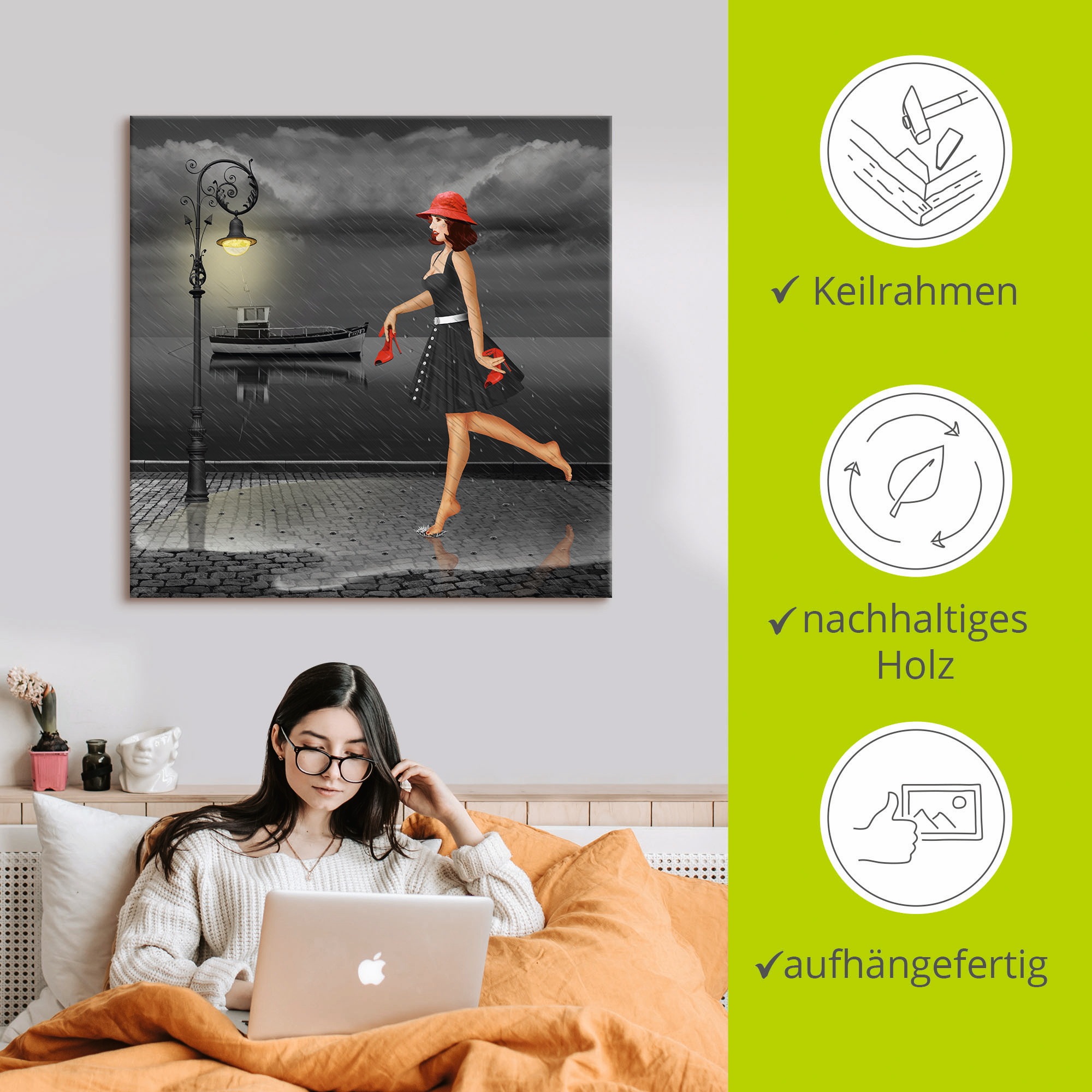 Artland Wandbild »Tanzen im Regen«, Frau, (1 St.), als Leinwandbild, Poster in verschied. Größen