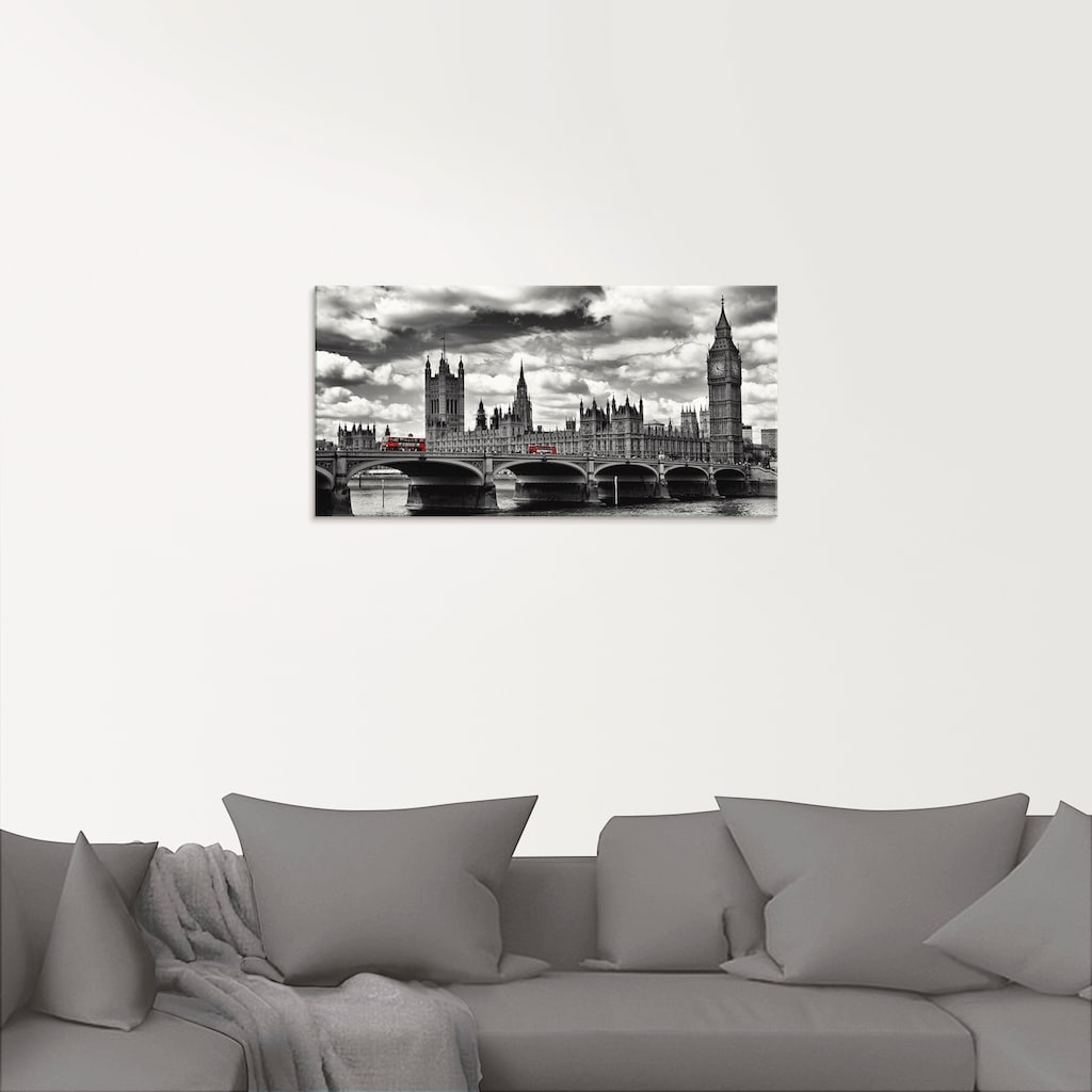 Artland Glasbild »London Westminster Bridge & Red Buses«, Großbritannien, (1 St.)