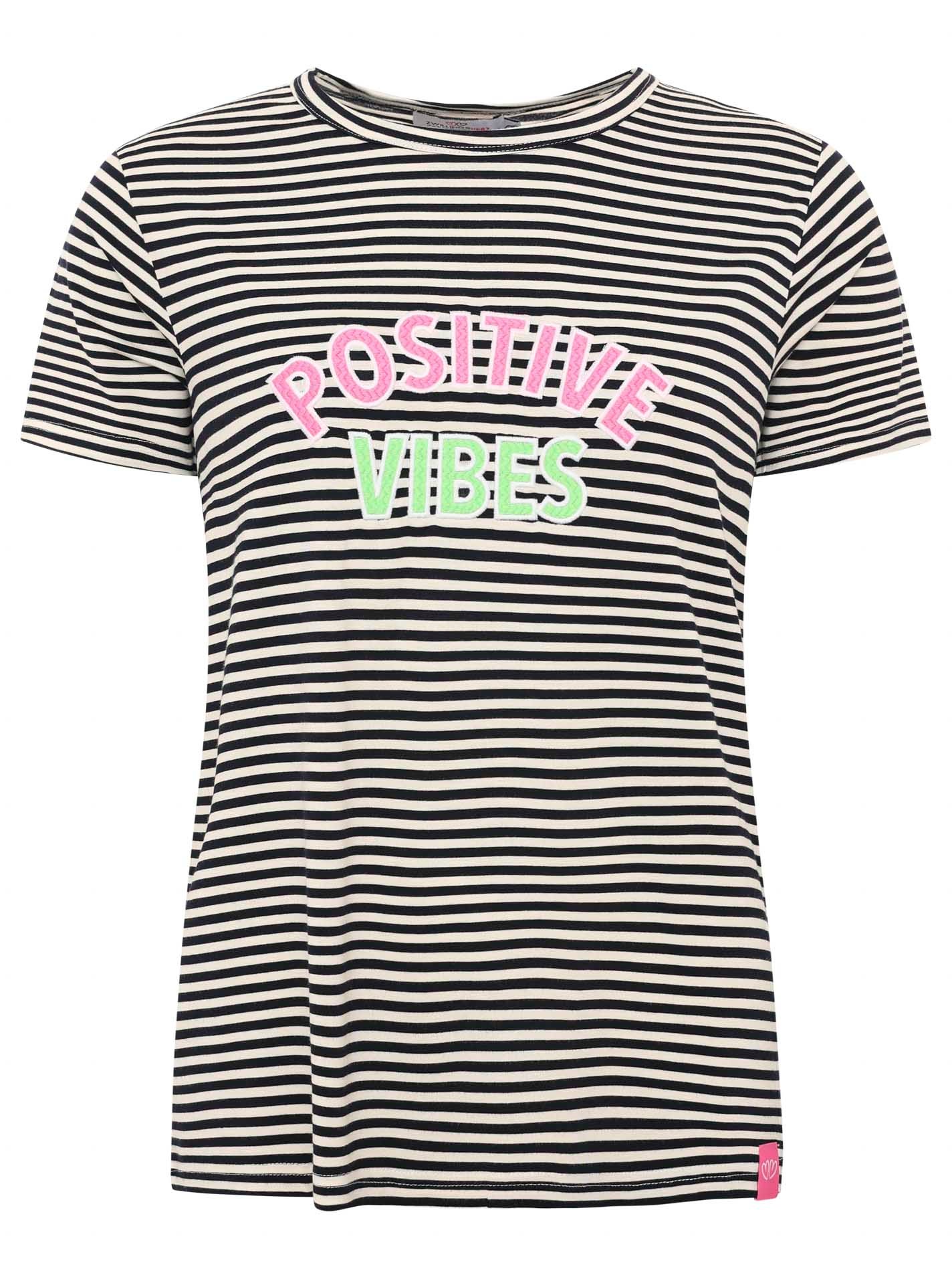 Zwillingsherz T-Shirt »"Positive Vibes"« gestickter Statement Schriftzug, Rundhals
