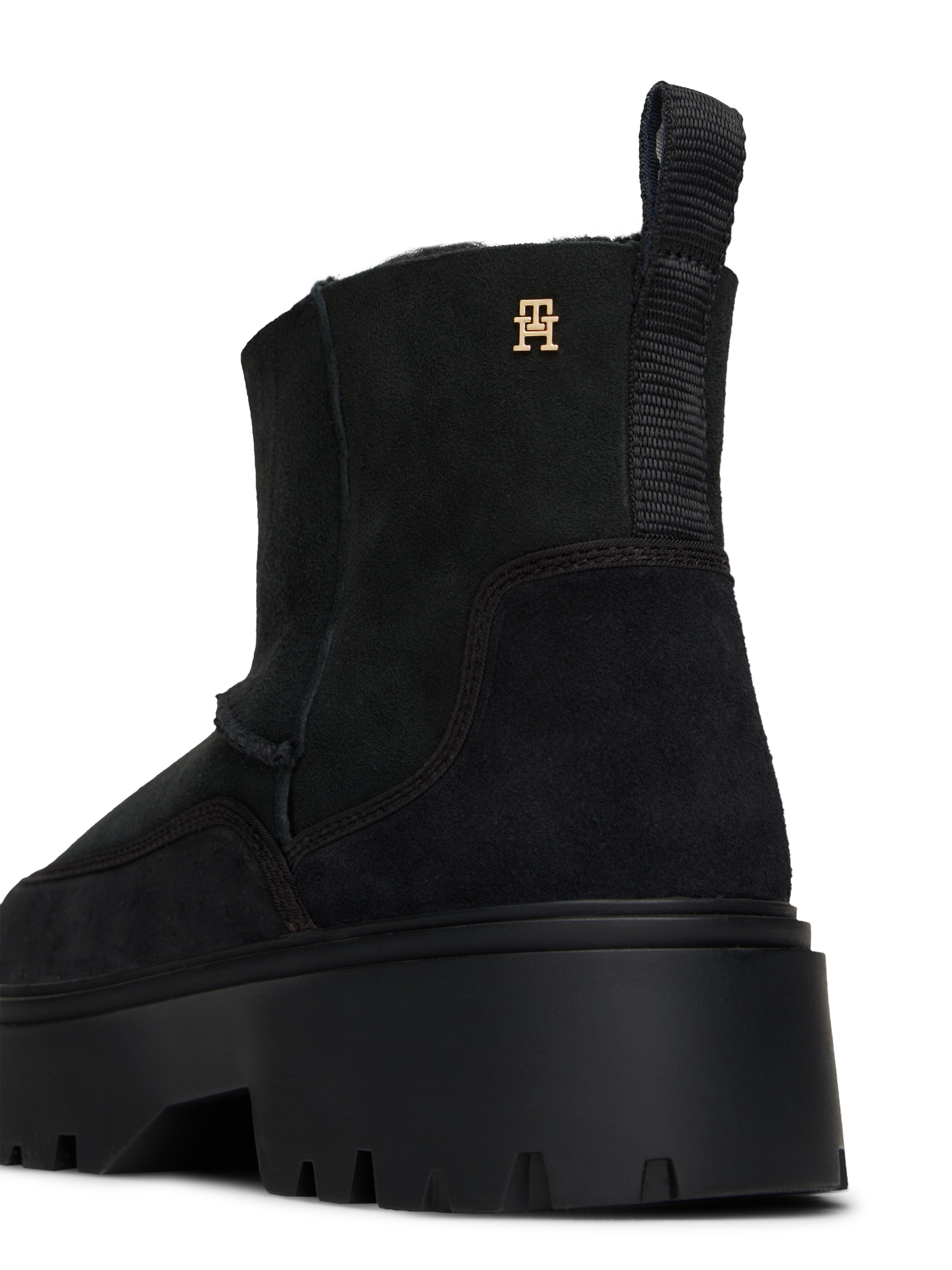 Tommy Hilfiger Winterboots »REAL SHEARLING PULLON SNOWBOOT«  Plateau, Schlupfboots mit abgesteppter Ziernaht